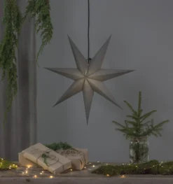 Adventstjerne i papir grå 70cm-Star trading Online