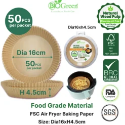 Airfryerpapir runde ø16cm 50stk-Biogreen Online
