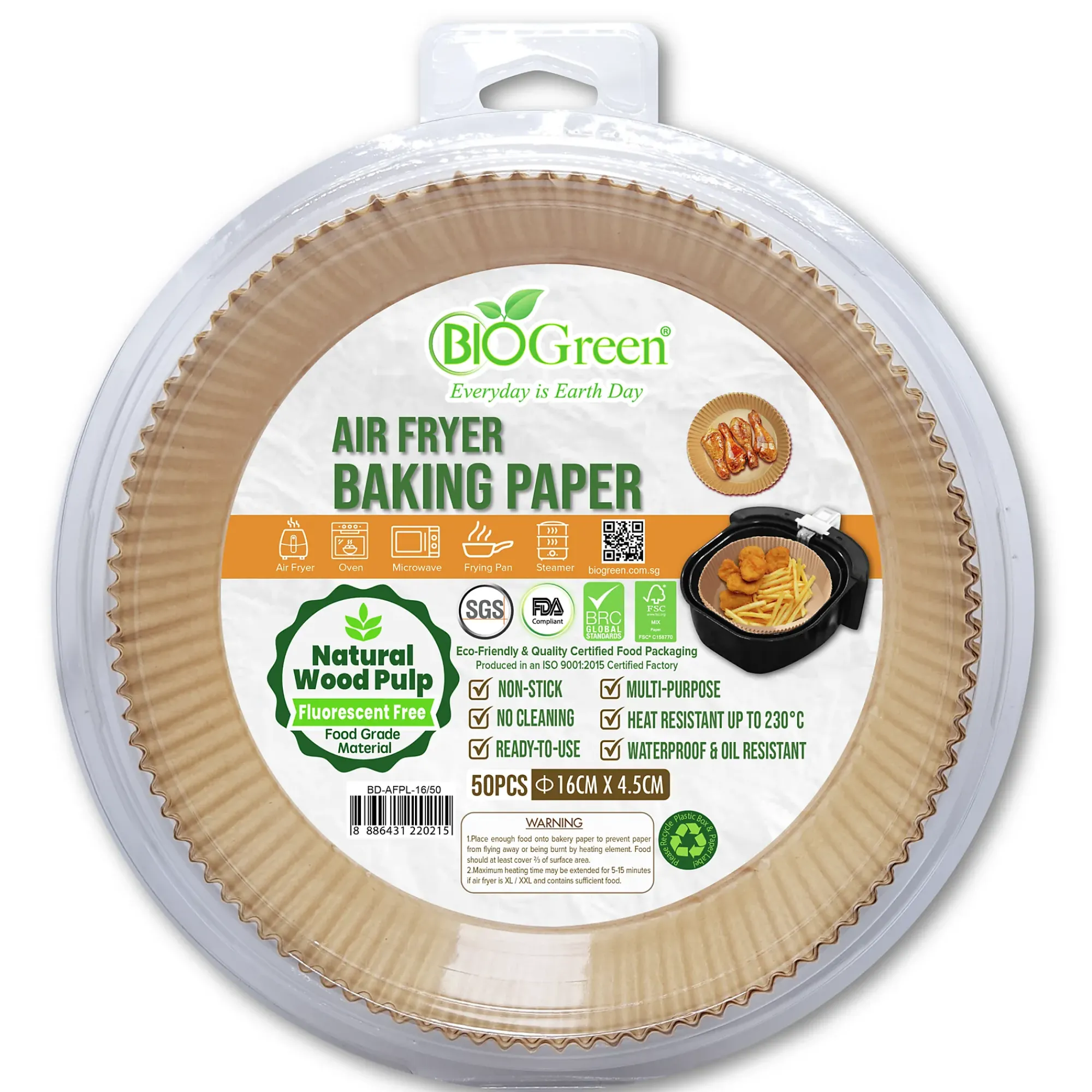 Airfryerpapir runde ø16cm 50stk-Biogreen Online