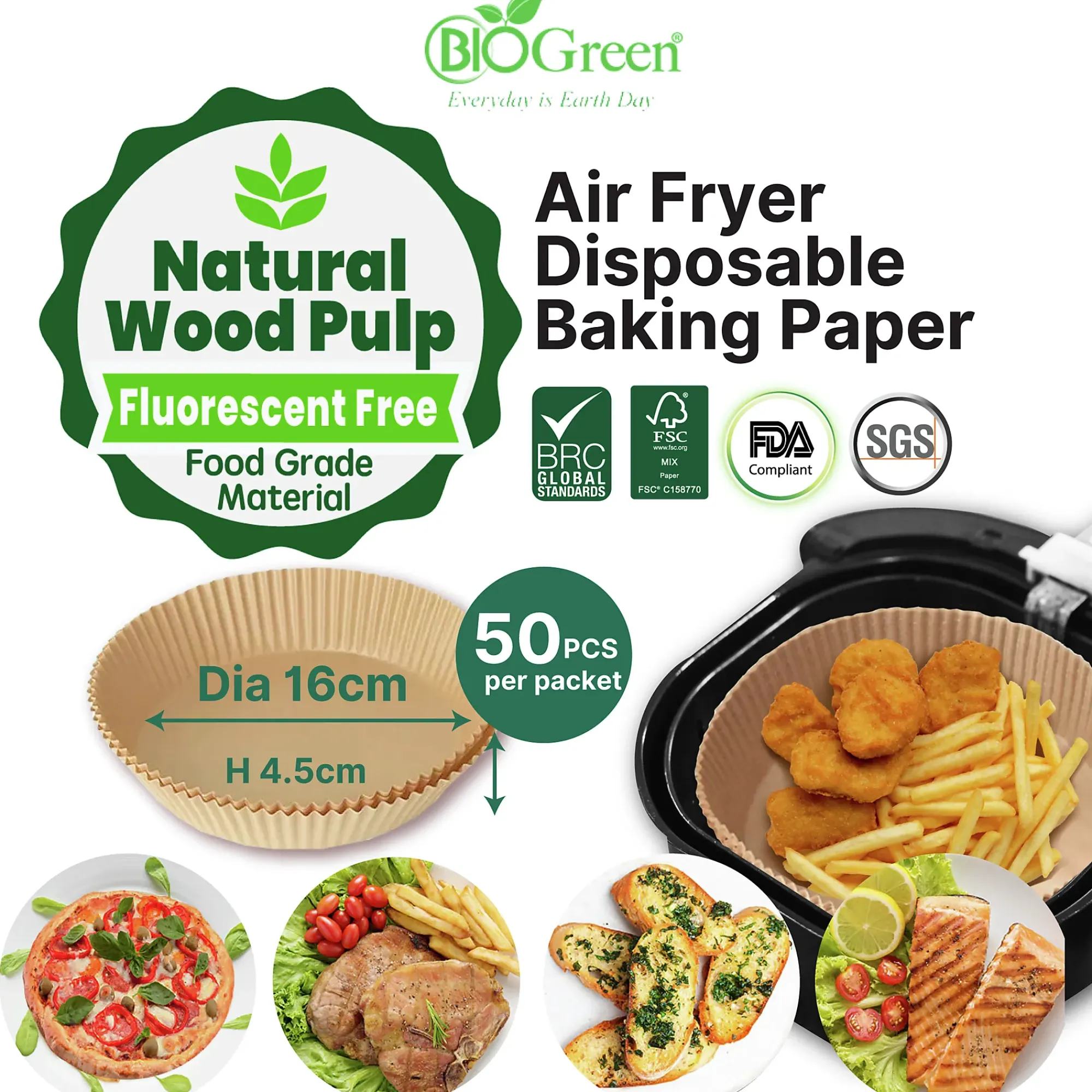 Airfryerpapir runde ø16cm 50stk-Biogreen Online