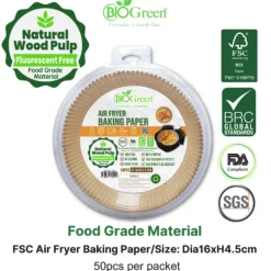 Airfryerpapir runde ø16cm 50stk-Biogreen Online