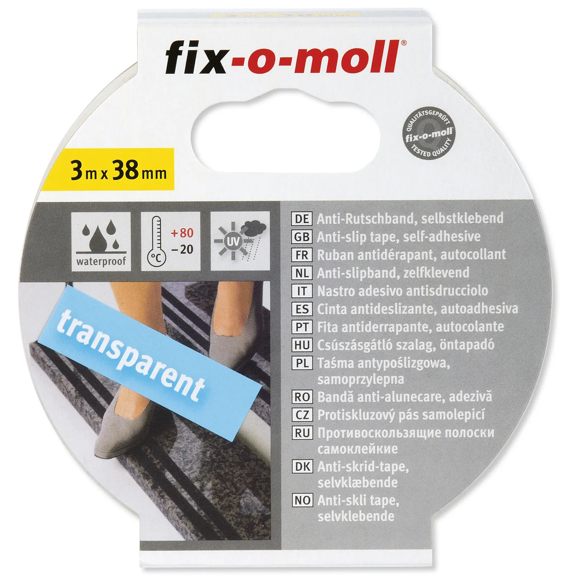 Antisklitape for trapper, fliser og badekar 3mx38mm-Fix O Moll Clearance