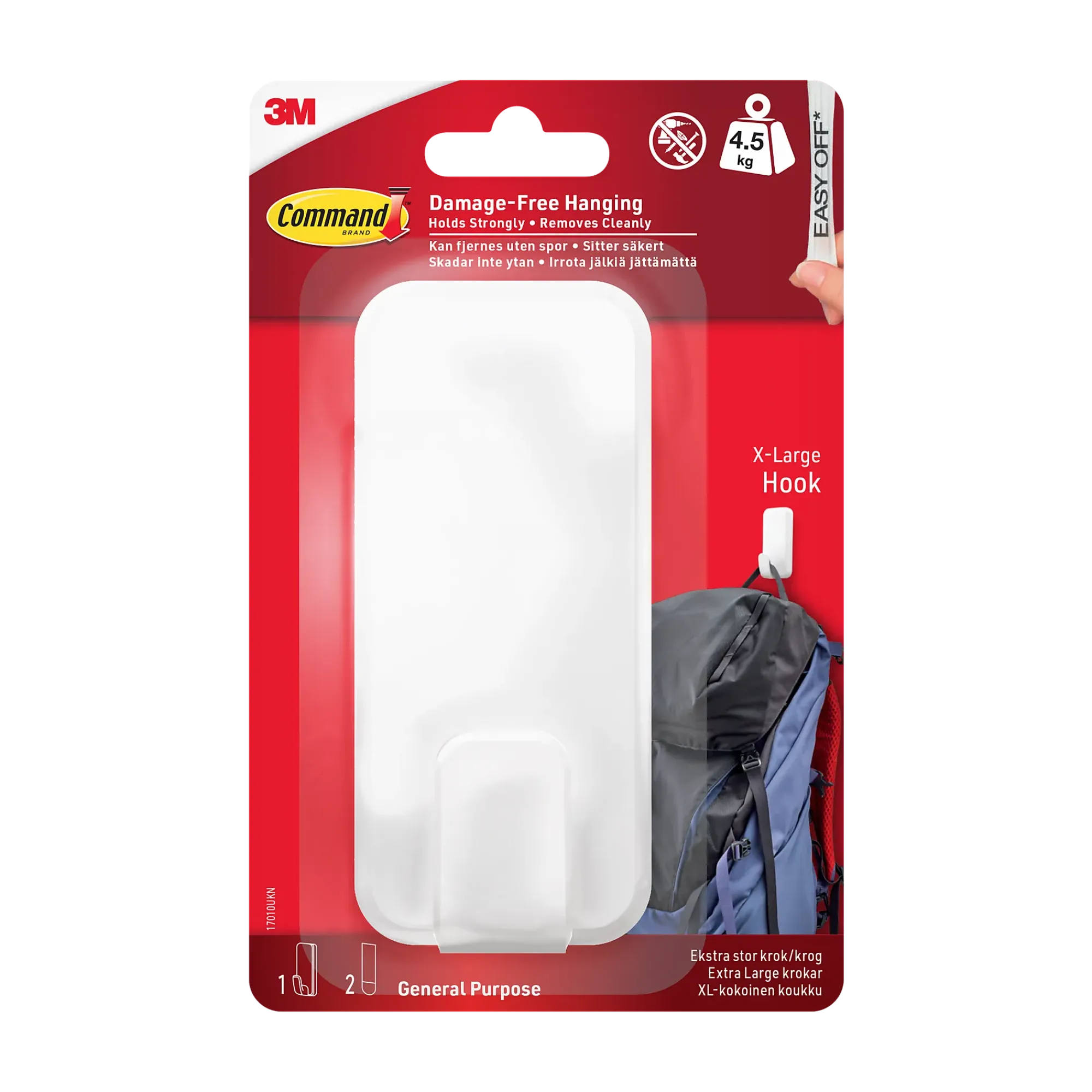 Avlastningskrok XL 4,5kg 1 krok/2 strips-Command Sale