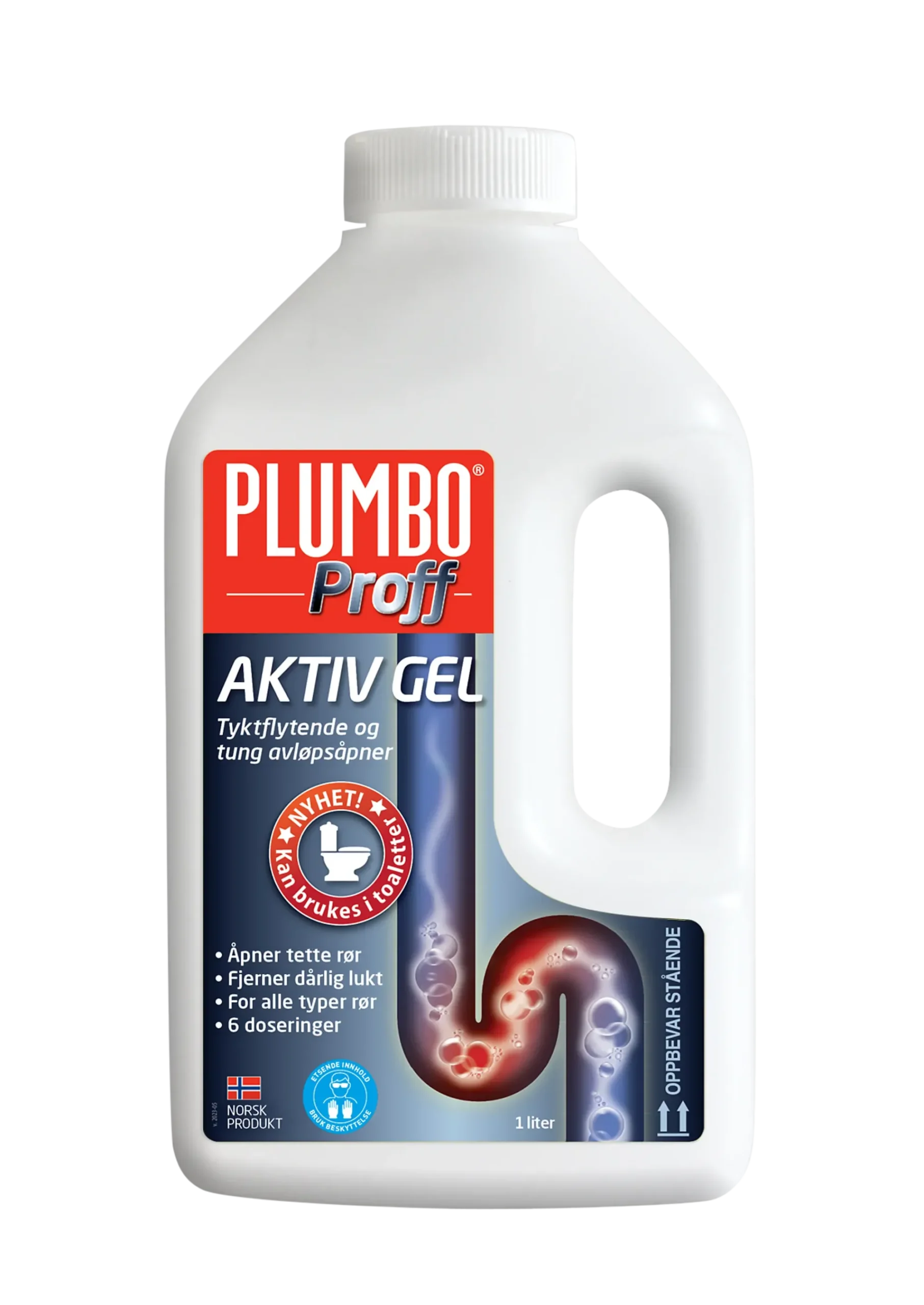 Avløpsåpner Proff Aktiv Gel 6 doseringer 1200g-Plumbo Hot