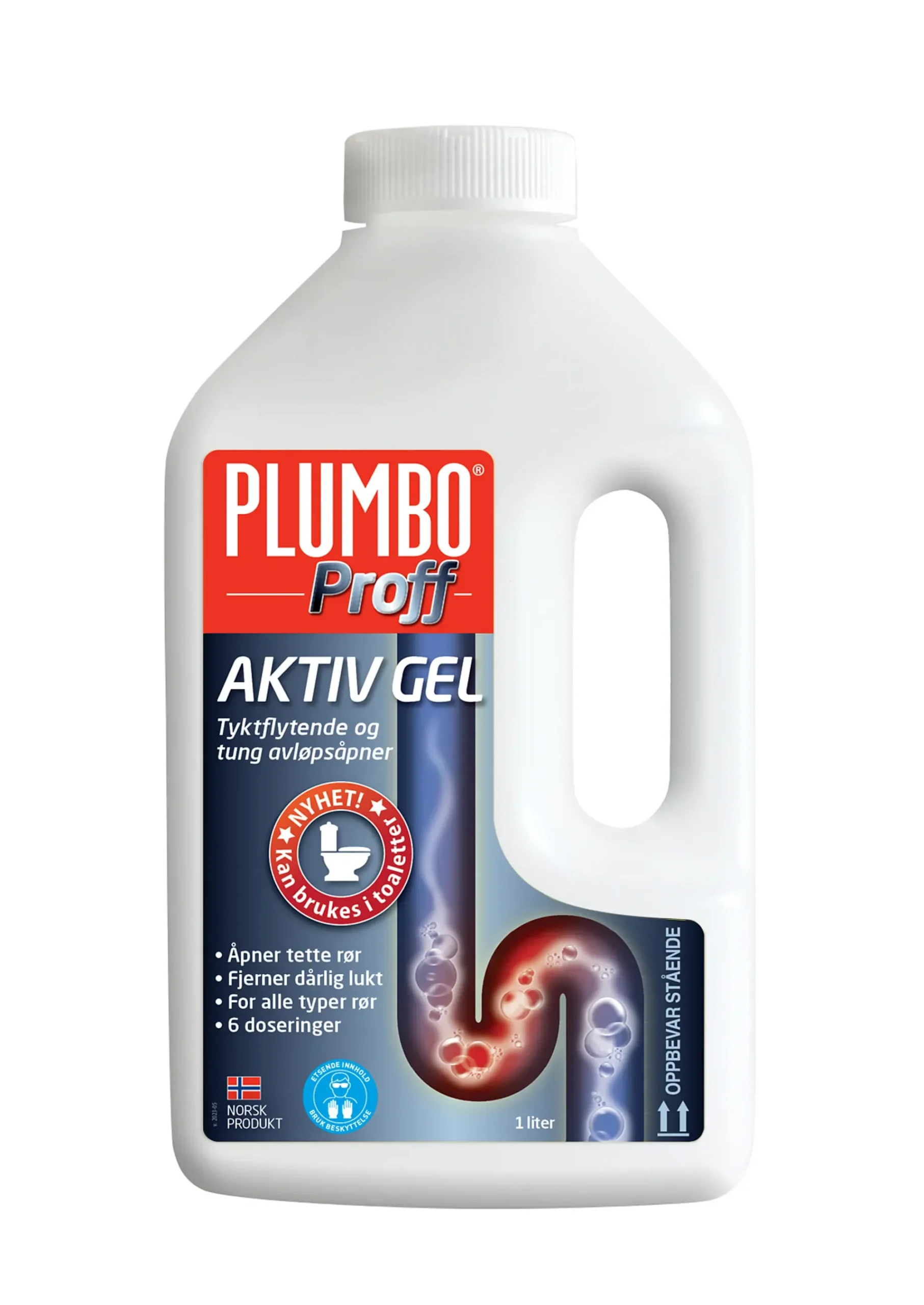 Avløpsåpner Proff Aktiv Gel 6 doseringer 1200g-Plumbo Hot