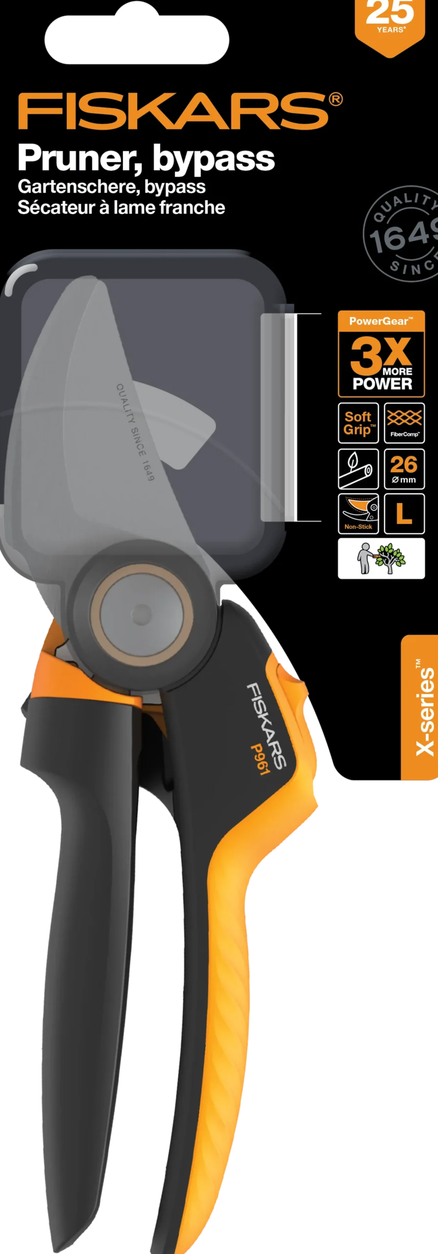 Beskjæringssaks sideskjær X-series Powergear large SS-Fiskars Outlet