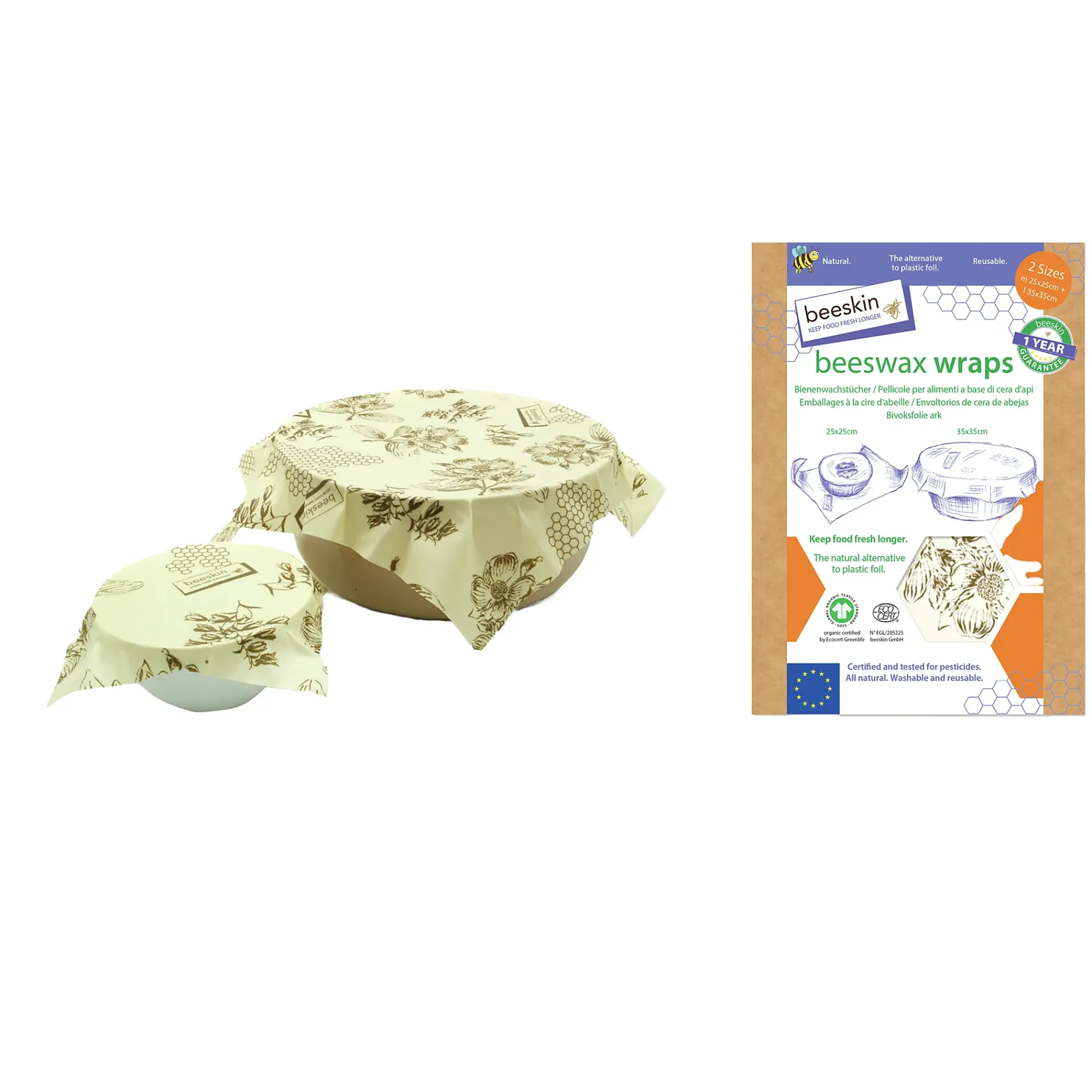 Bivokspapir ark medium og large 2stk assortert-Beeskin Sale