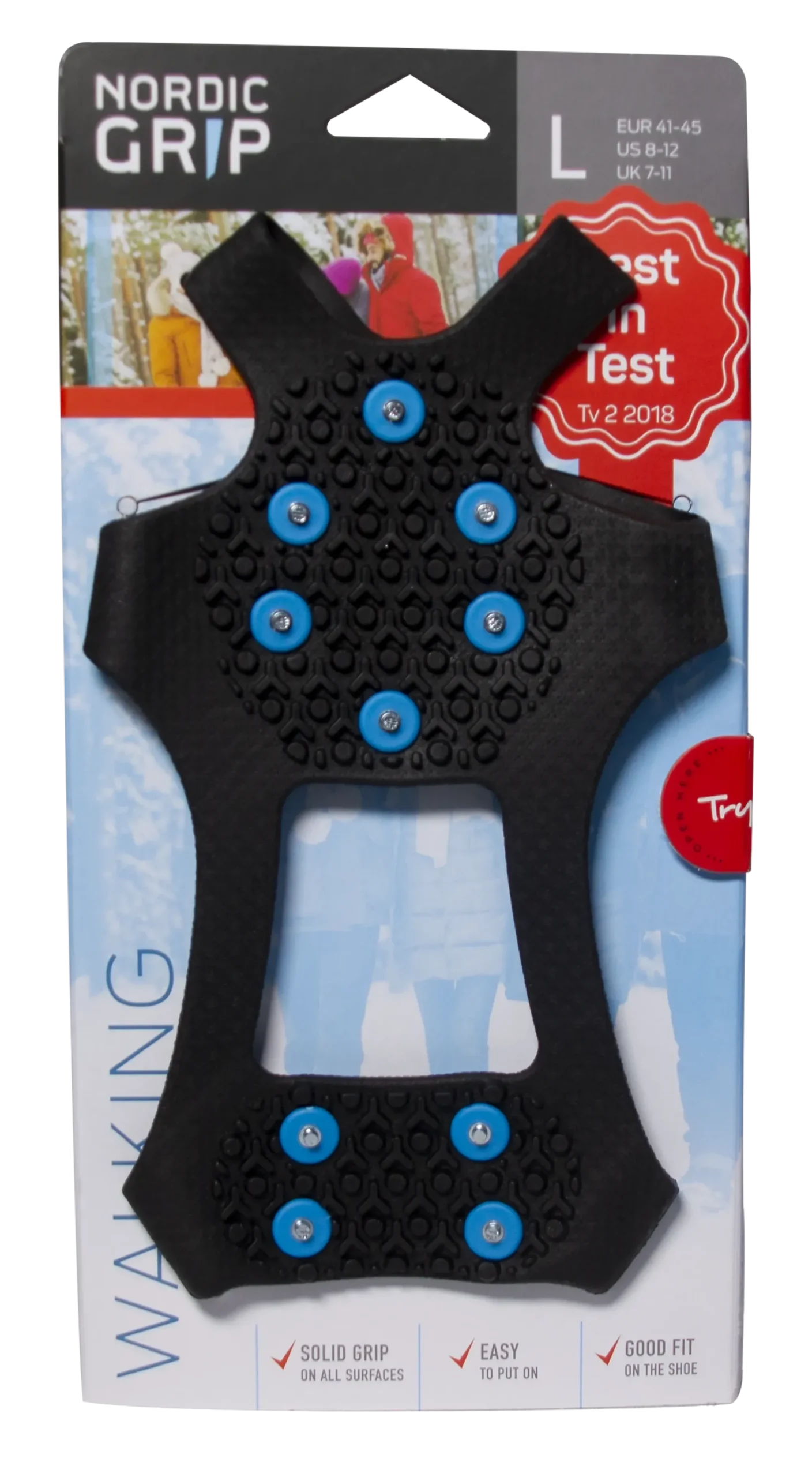 Brodder Walking Large Sort 41-45-Nordic grip