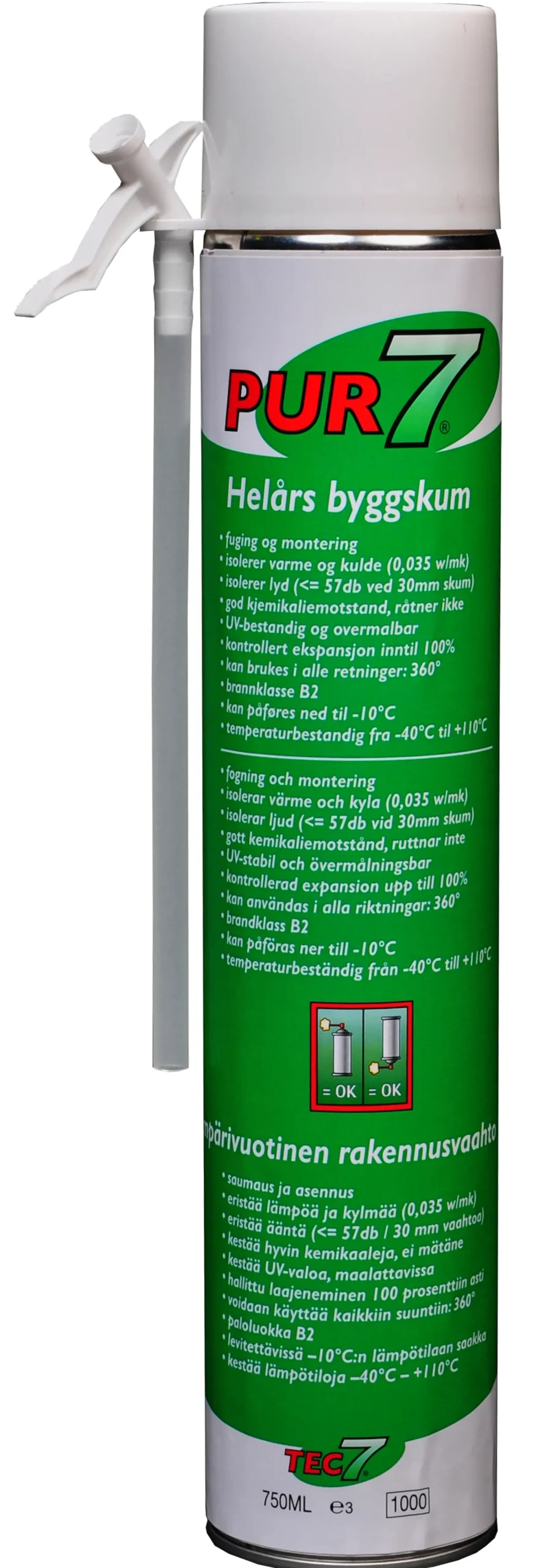 Byggskum PUR helårs med begrenset ekspansjon 750ml-Relekta New