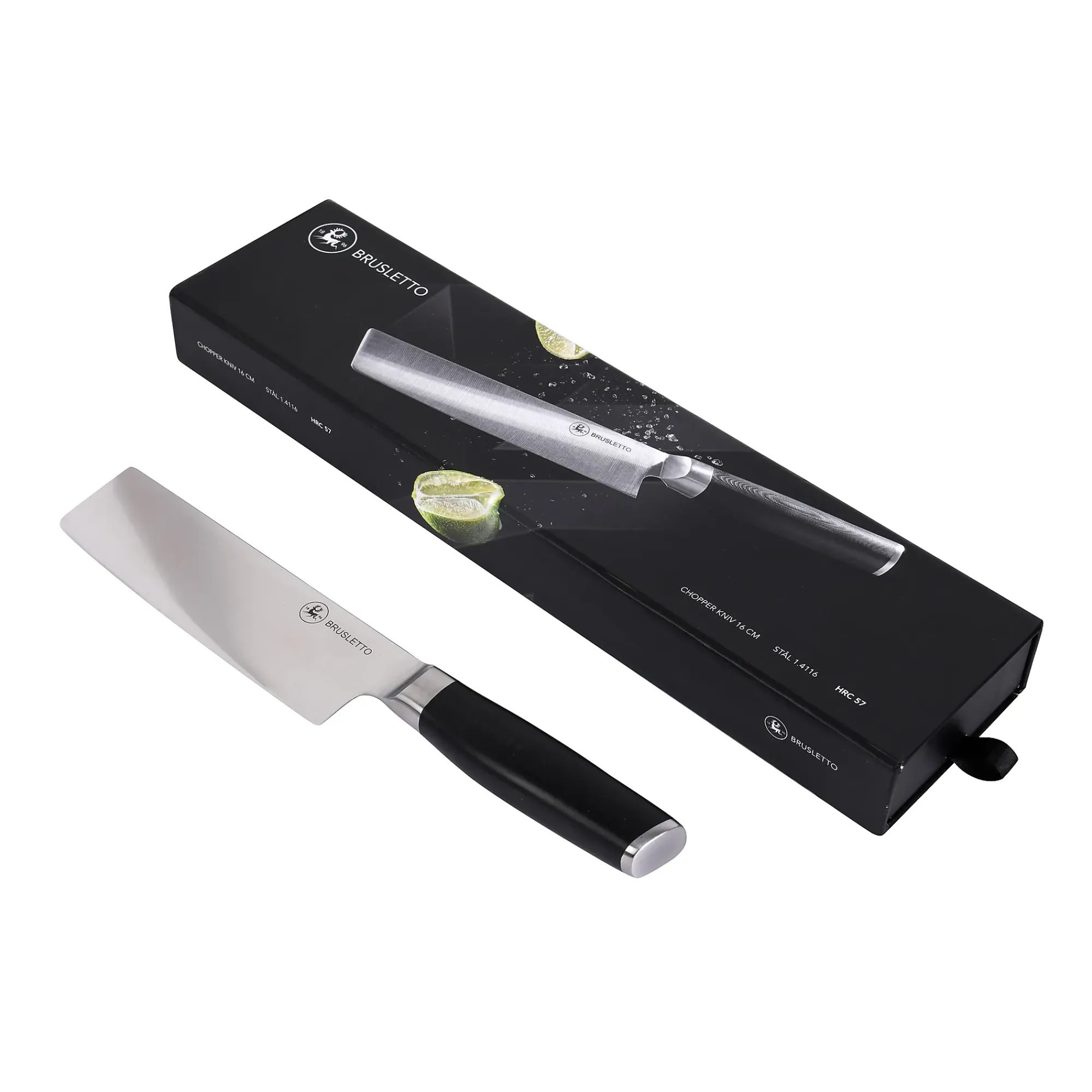 CHOPPER KNIV L16CM STÅL/SVART-Brusletto New