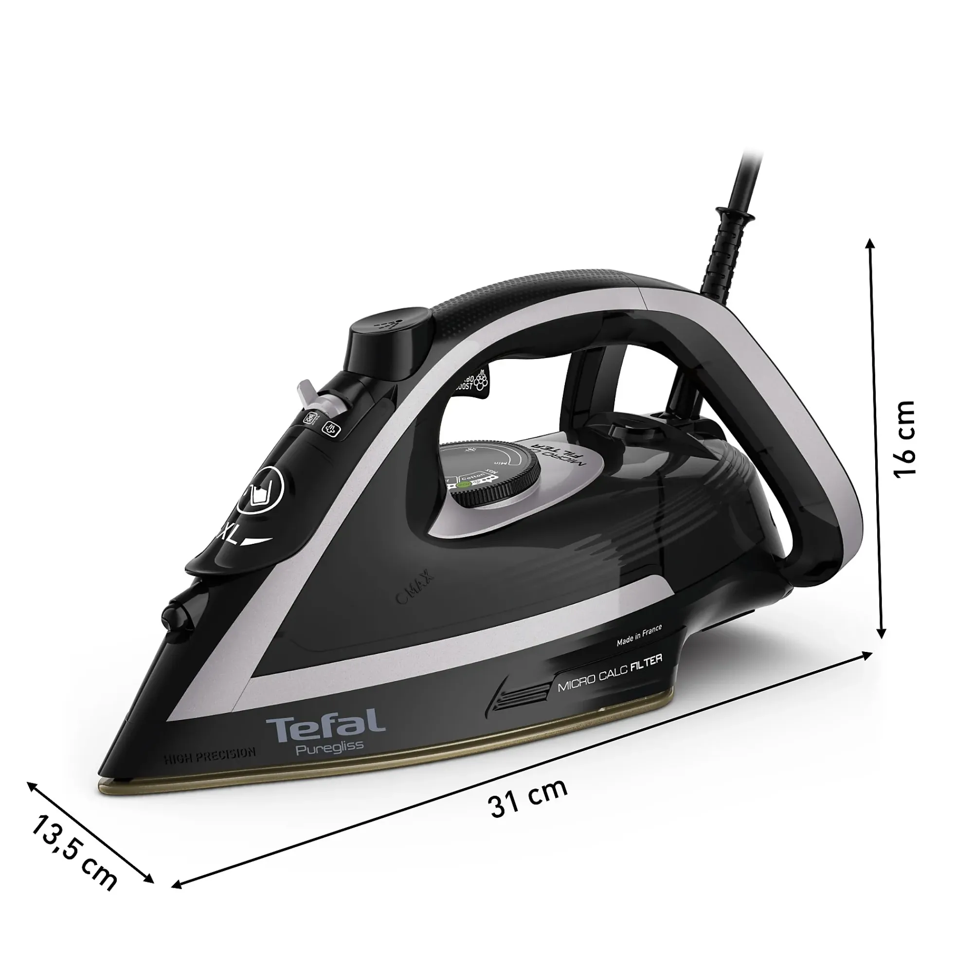 Dampstrykejern Puregliss sølv 3000w-Tefal Clearance