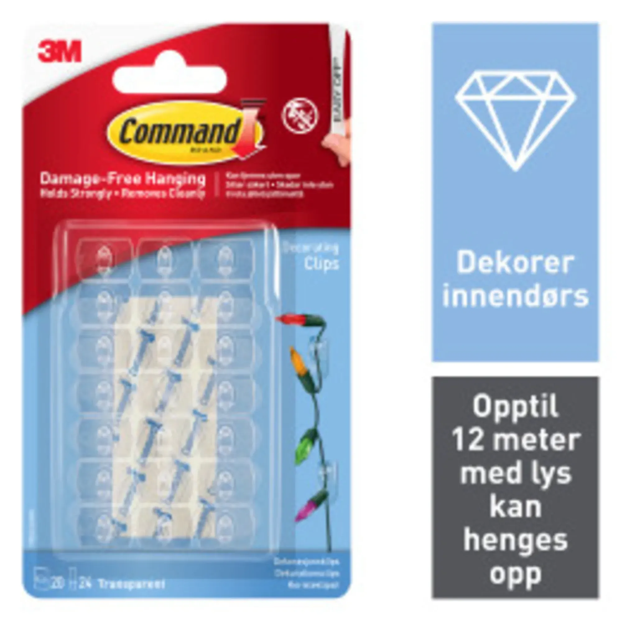 Dekorklips med clear strips-Command Online