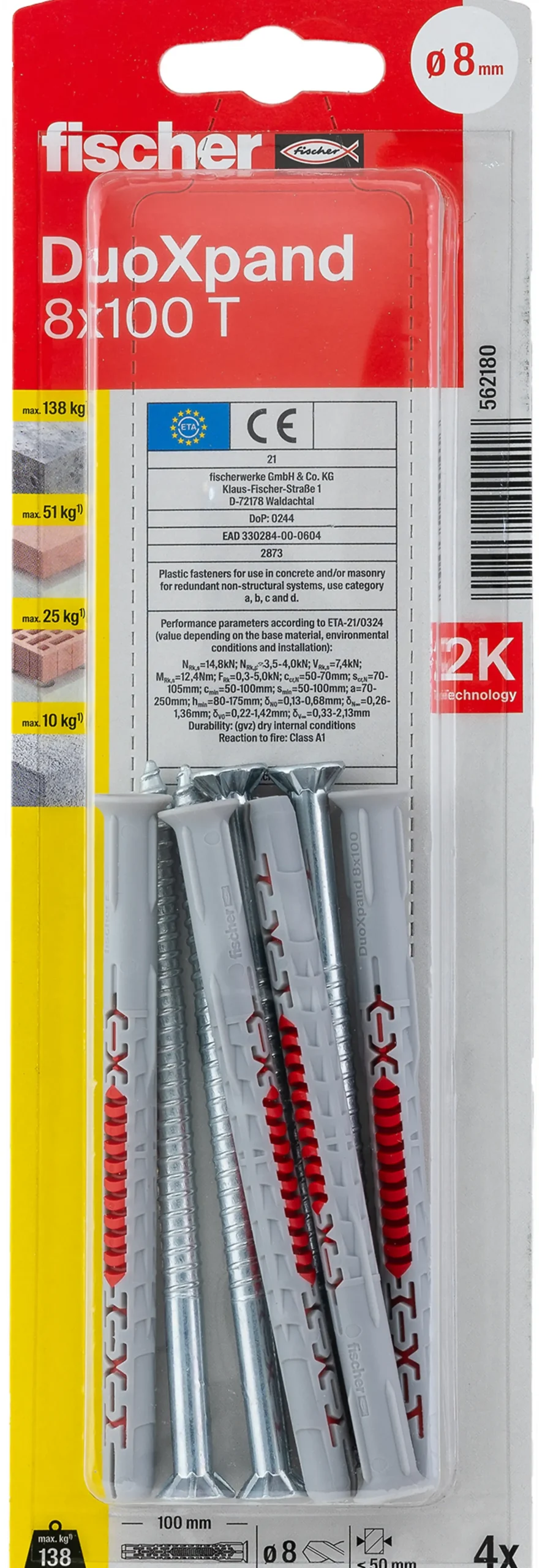 Fasadeplugg DuoXpand Senkhode 8x100mm-Fischer
