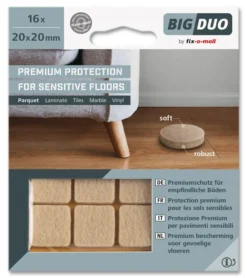 FILTKNOTT BEIGE 20x20 SK GLATT OVERFLATE,STØYREDUSERENDE-Fix O Moll Best