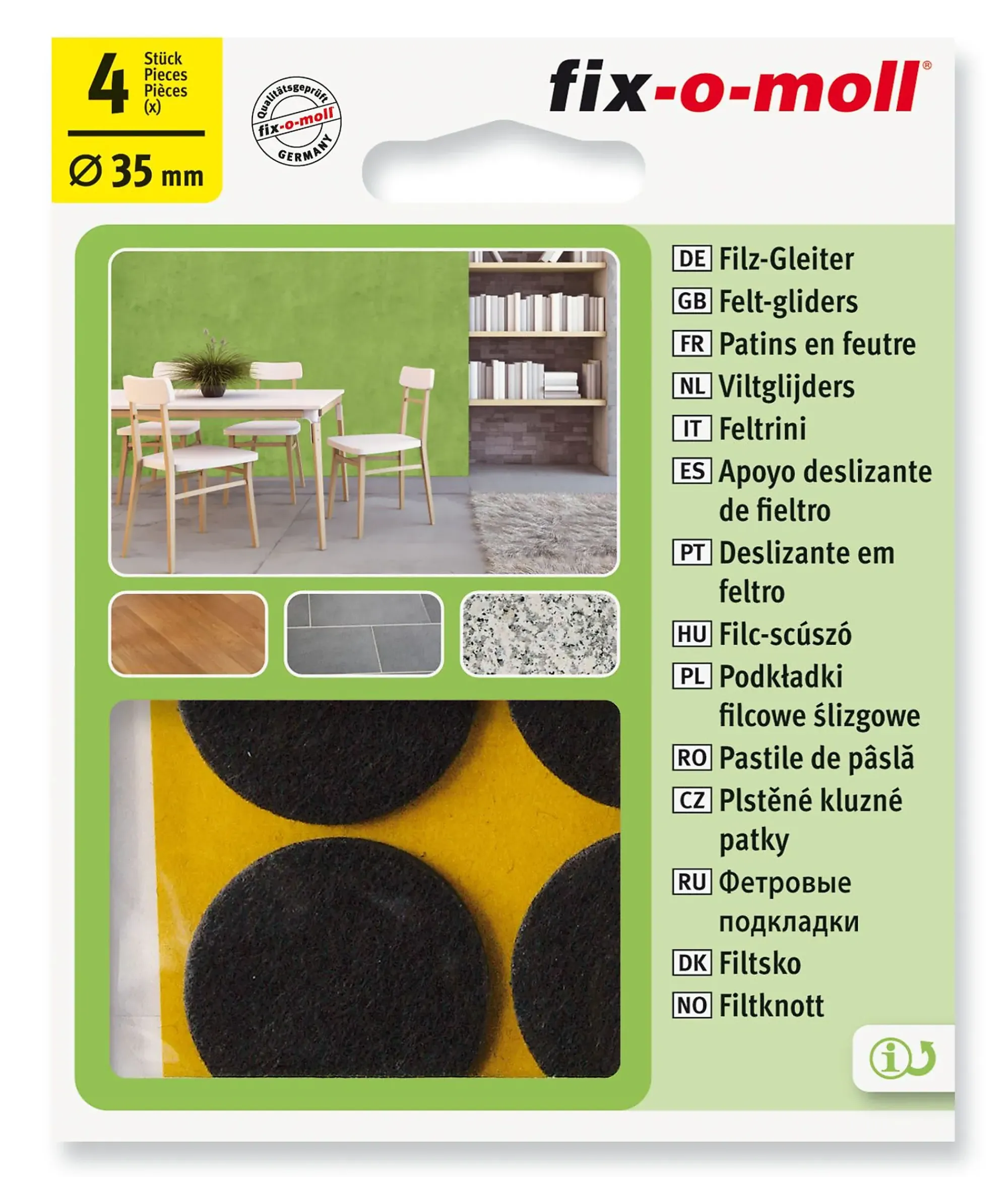 FILT TIL STOL&BORD Ø35MM 4STK FIX-O-MOLL-Fix O Moll New