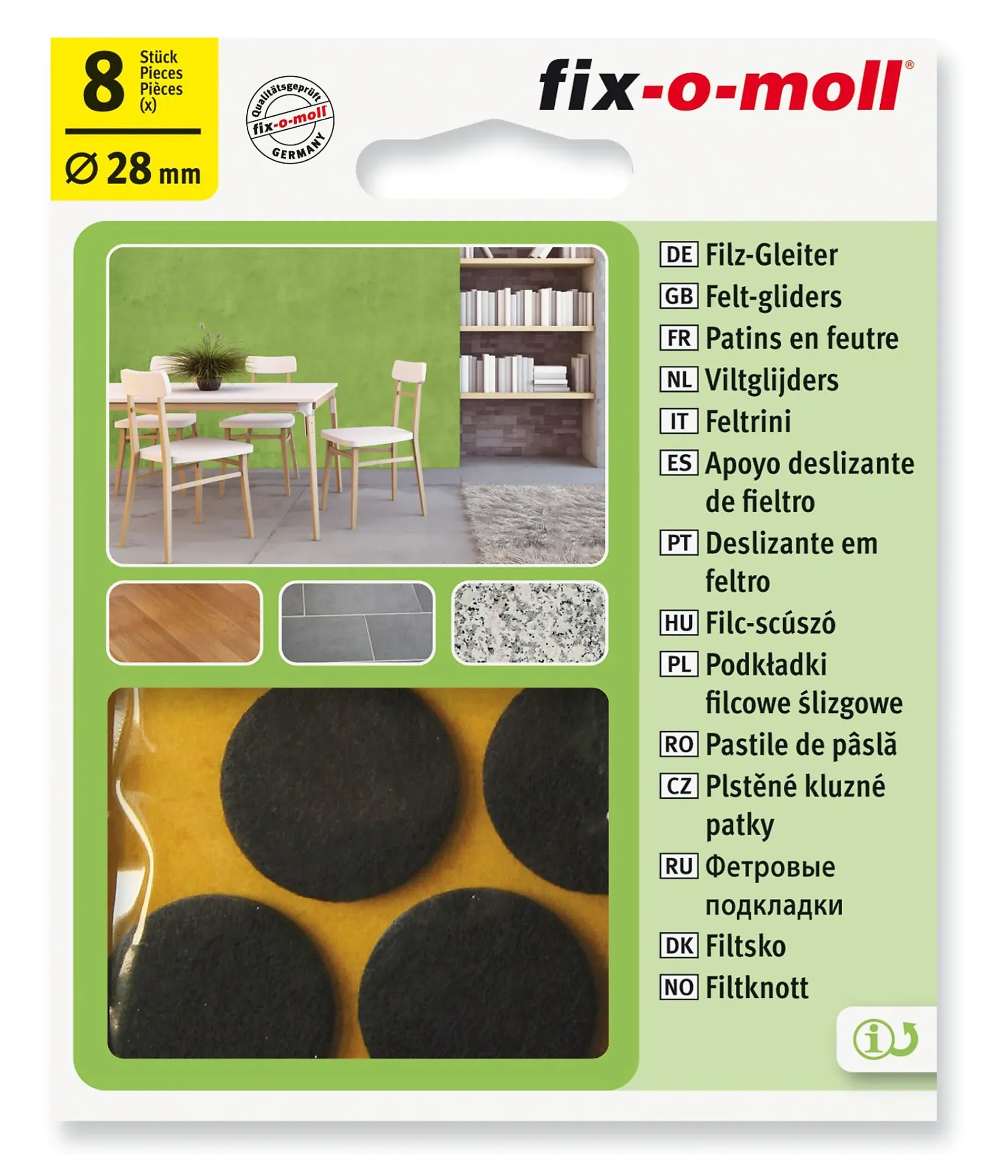 FILT TIL STOL&BORD Ø28MM 8STK FIX-O-MOLL-Fix O Moll Clearance