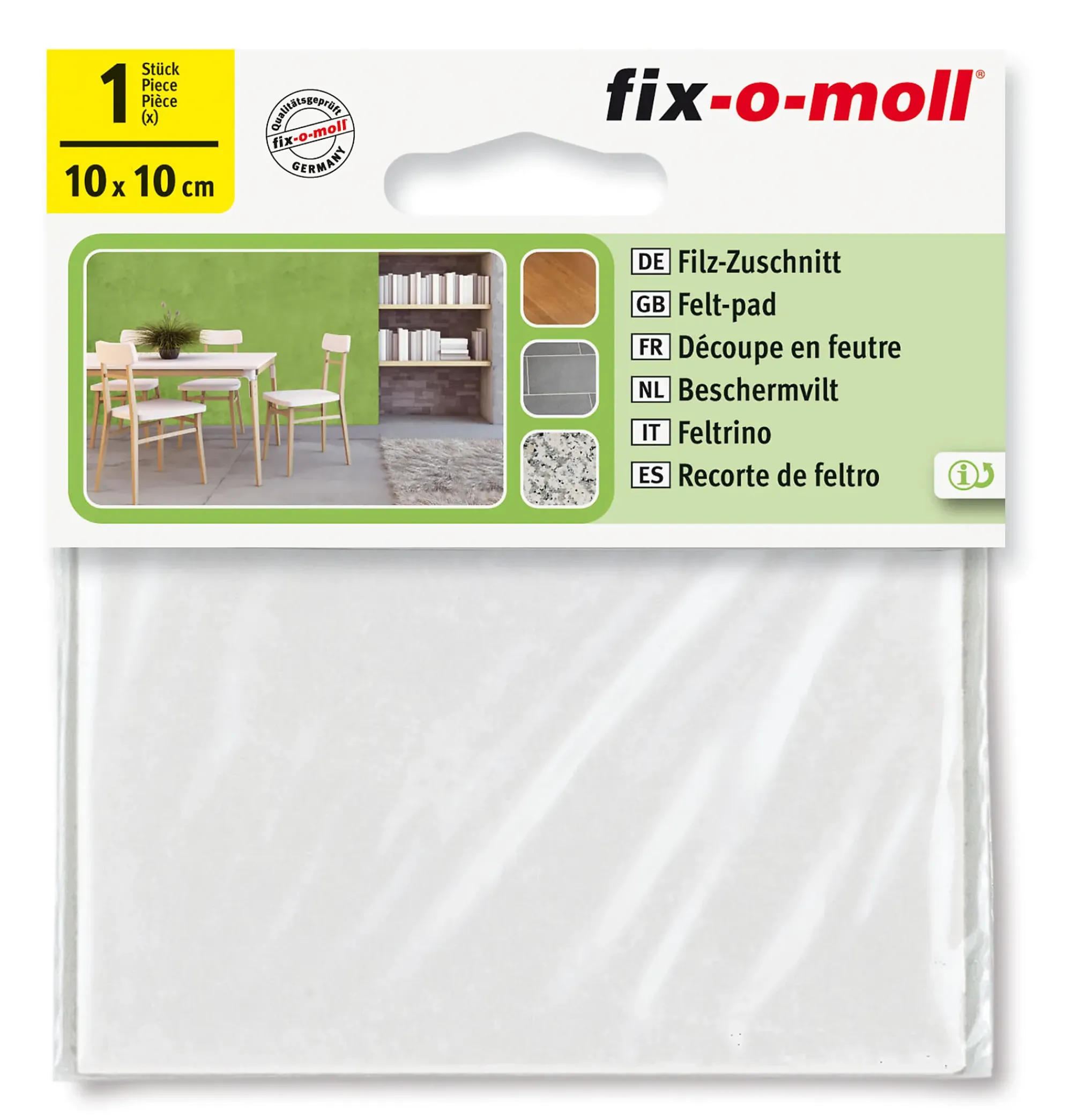 Filt til stol&bord 100x100mm hvit-Fix O Moll New