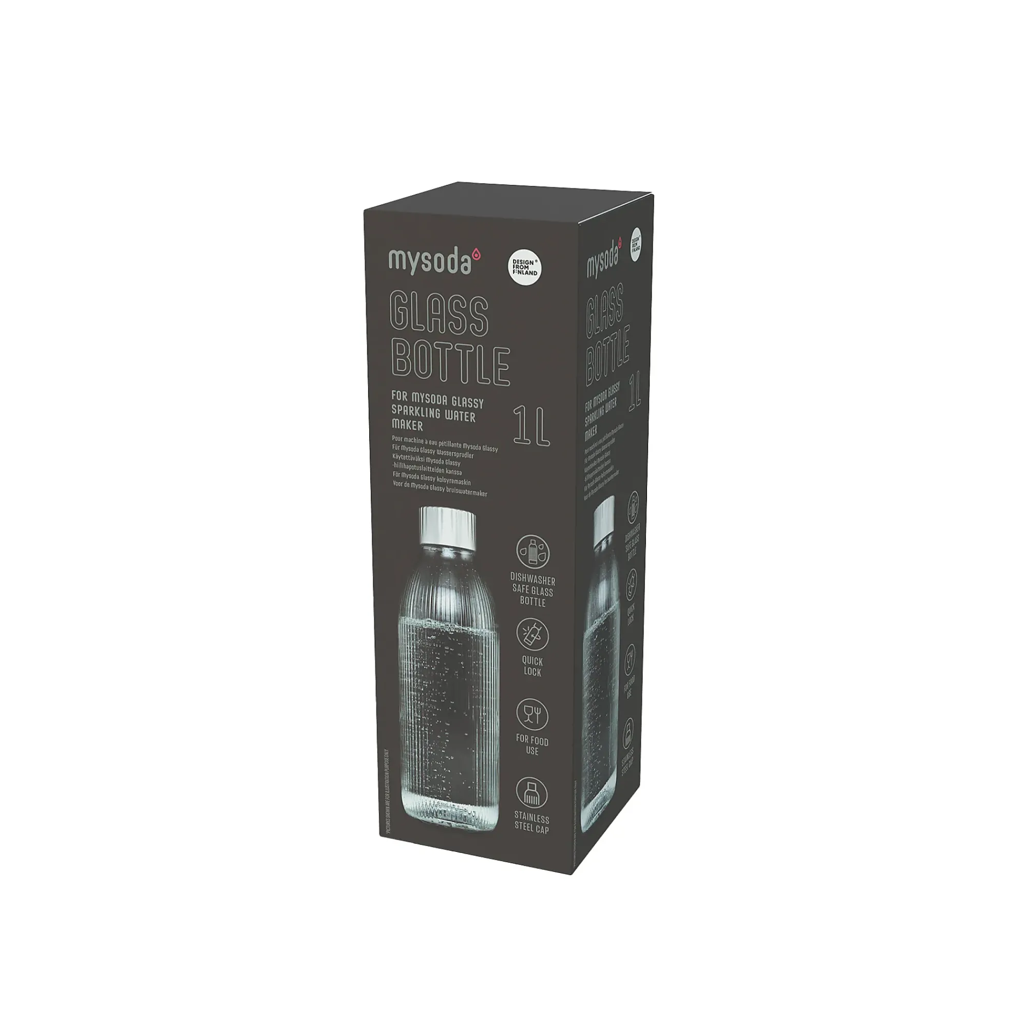 Flaske Glass Silver 1L-Mysoda Clearance