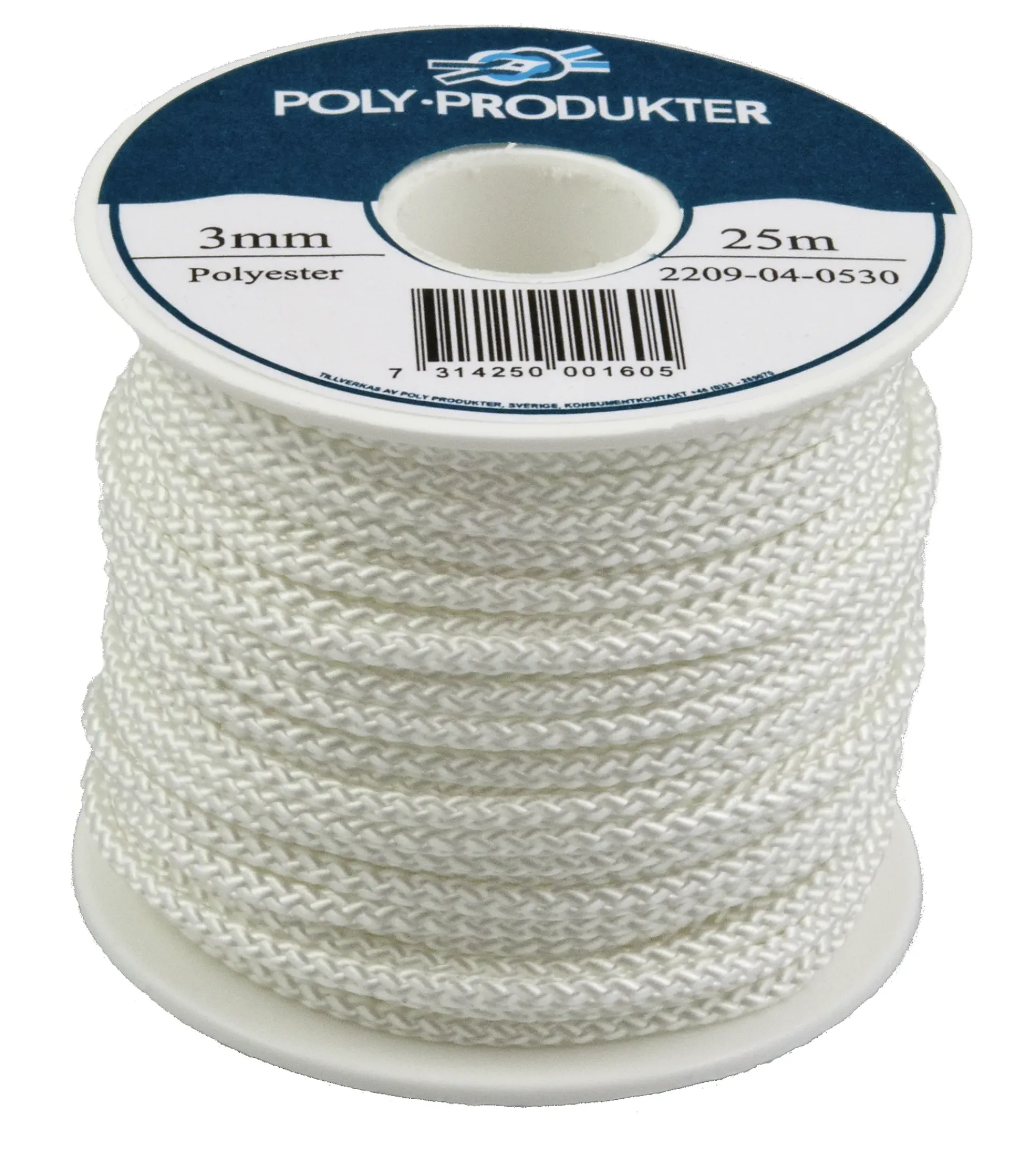 Flettet polyesterline 3.00mmx25m-Poly Produkter New