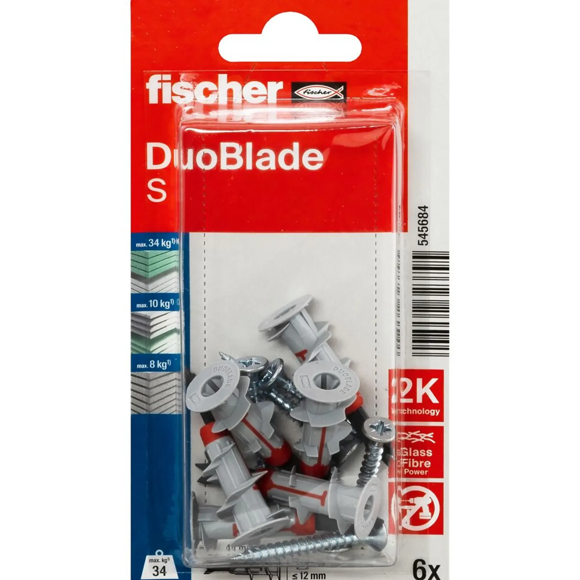 Gipsplugg 6xDuoblade 6xskruer-Fischer Hot