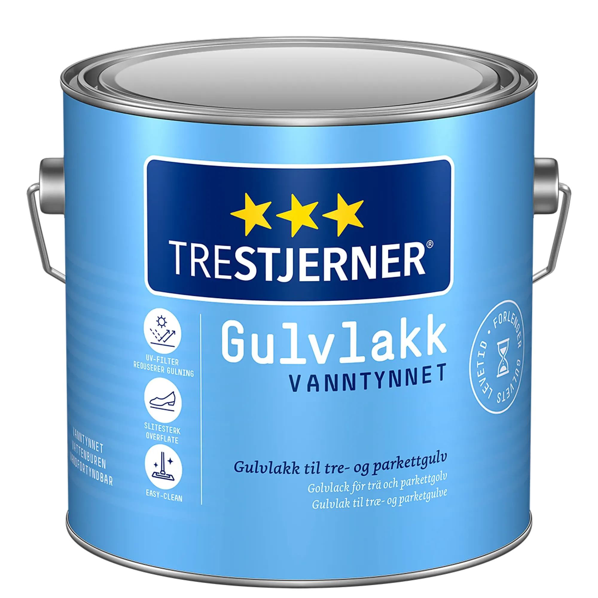 Gulvlakk matt vannbasert 3l-Trestjerner
