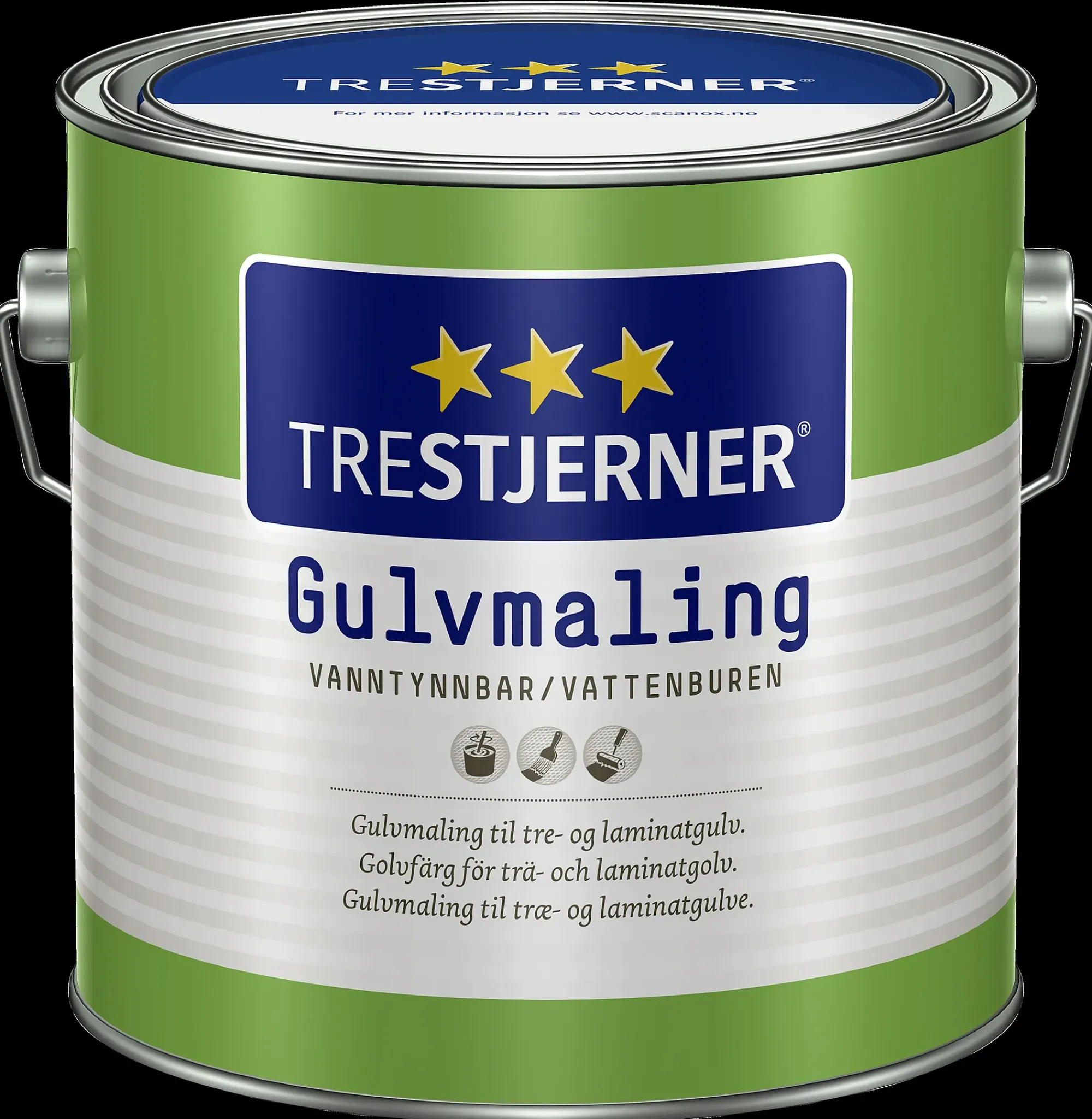 Gulvmaling halvblank hvit 3l-Trestjerner Outlet