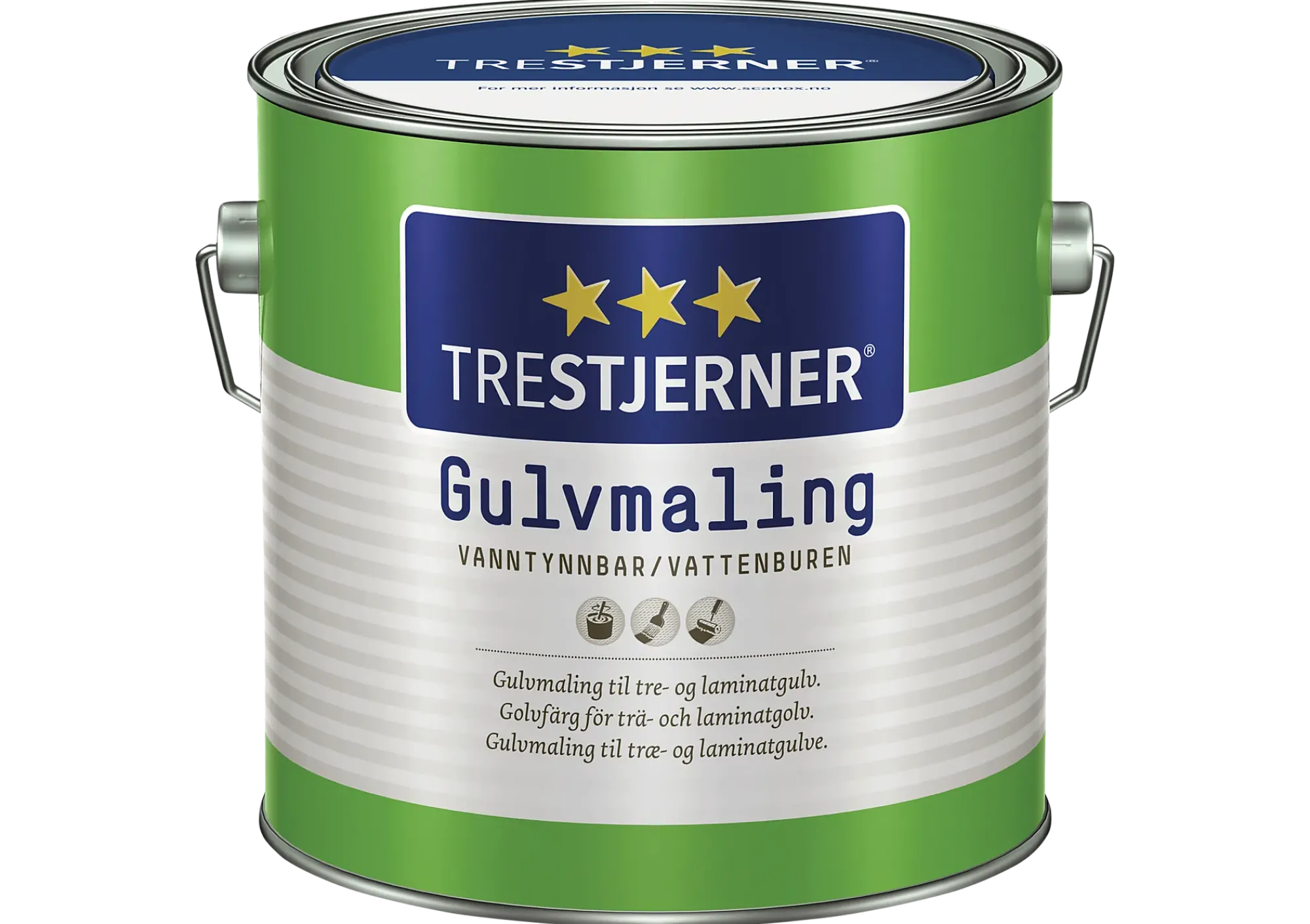 Gulvmaling matt hvit 3l-Trestjerner Sale