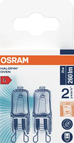 Halogen Pin G9 Oven 25w 260lm klar Dimbar Varmhvit 2stk-Osram Sale
