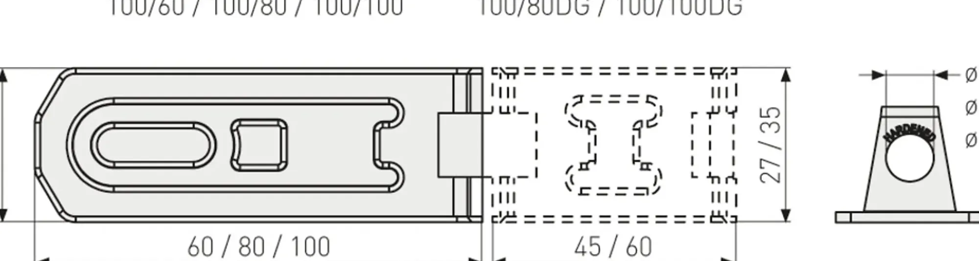 Haspe 100/100DG -160mm-Abus Outlet