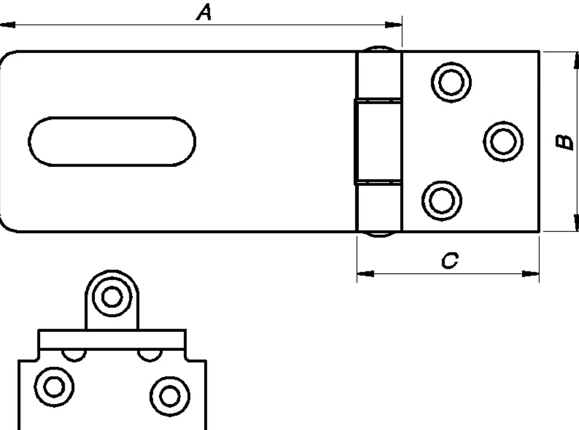 HASP 5320 HENGELÅS GALVANISERT 85MM-Pn Beslag New