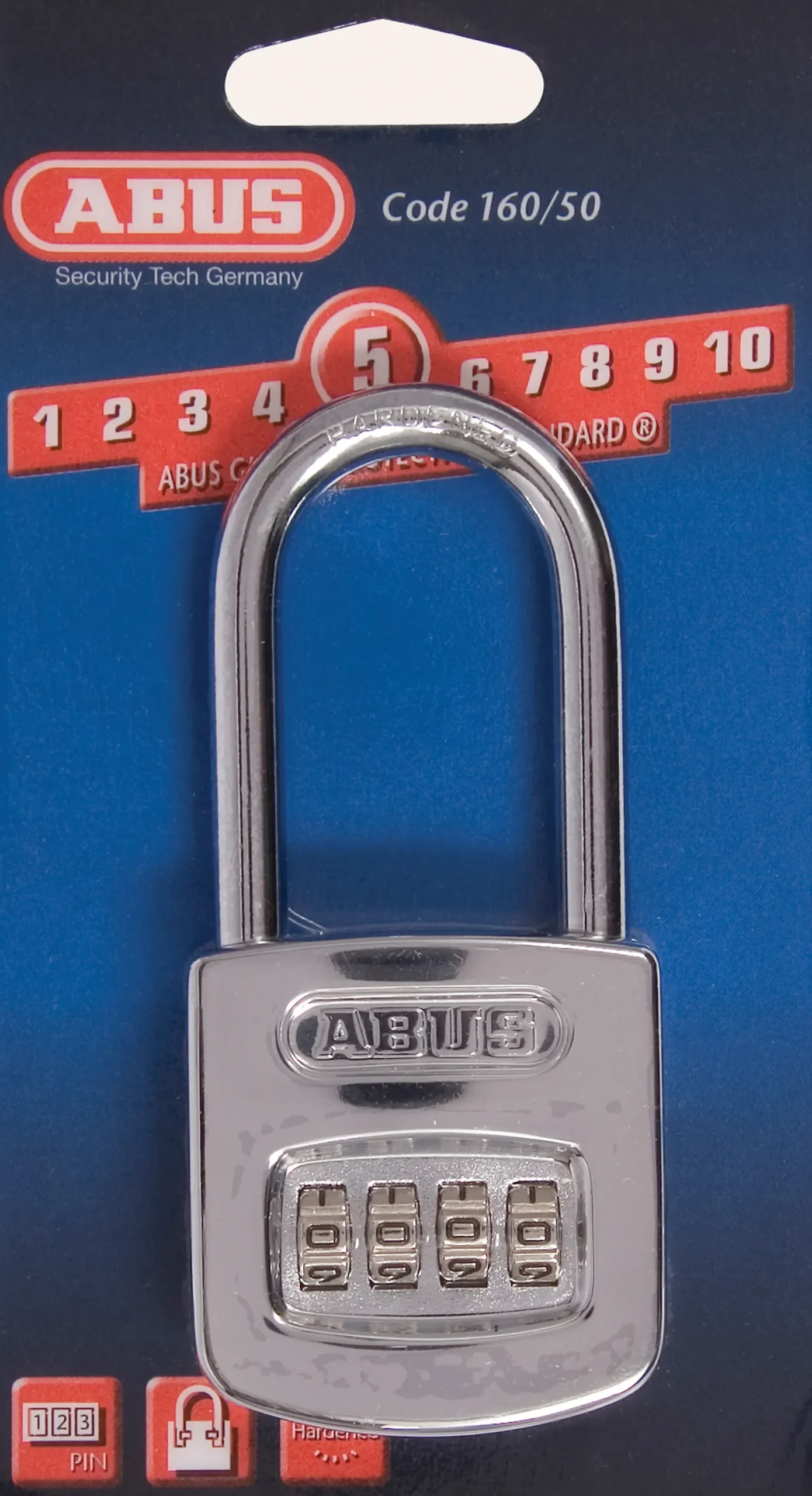 Hengelås 160/50 HB50 forkrommet med 4-sifret kode-Abus Best