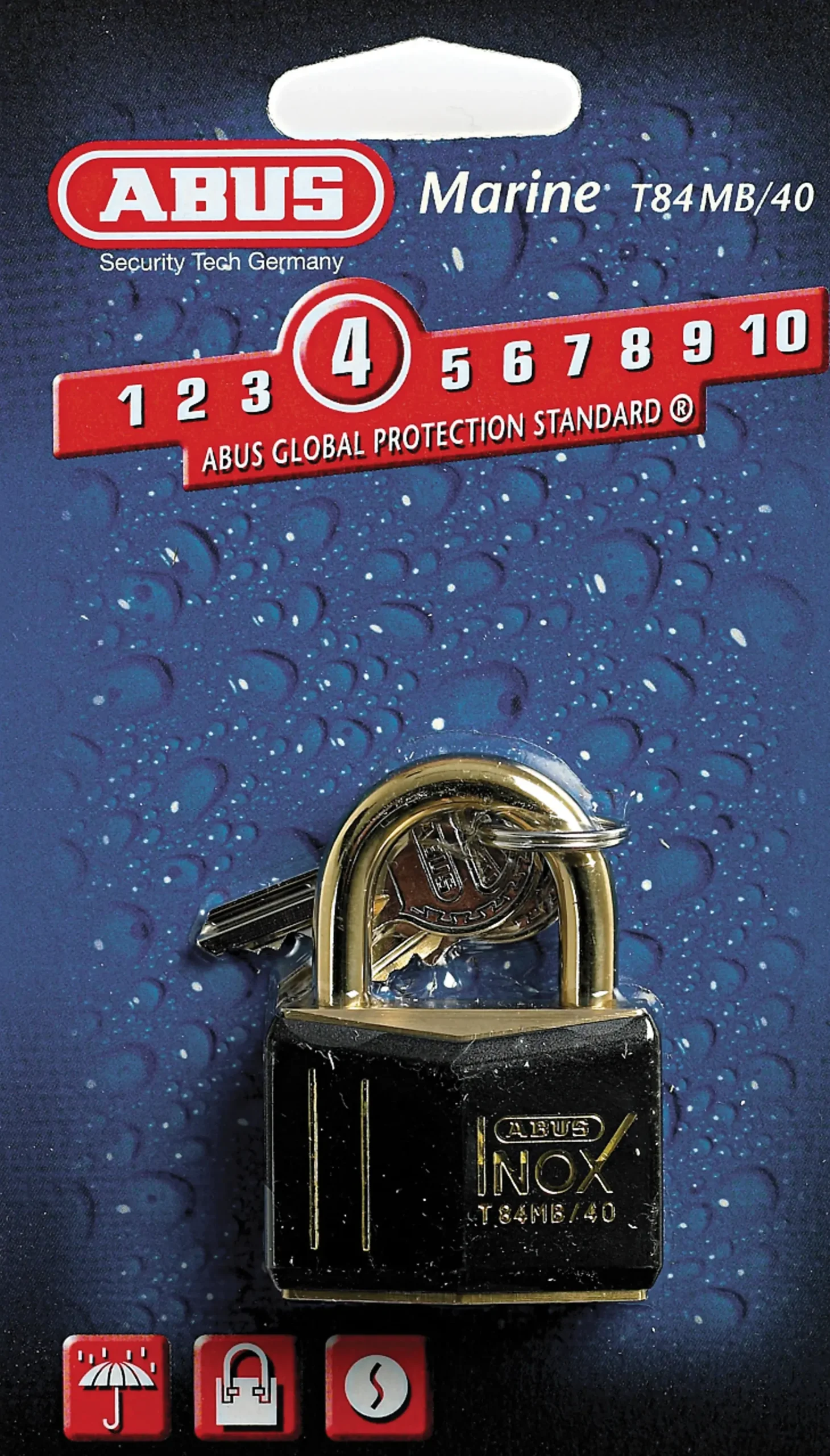 Hengelås T84MB/40 sort nautic i messing-Abus Hot