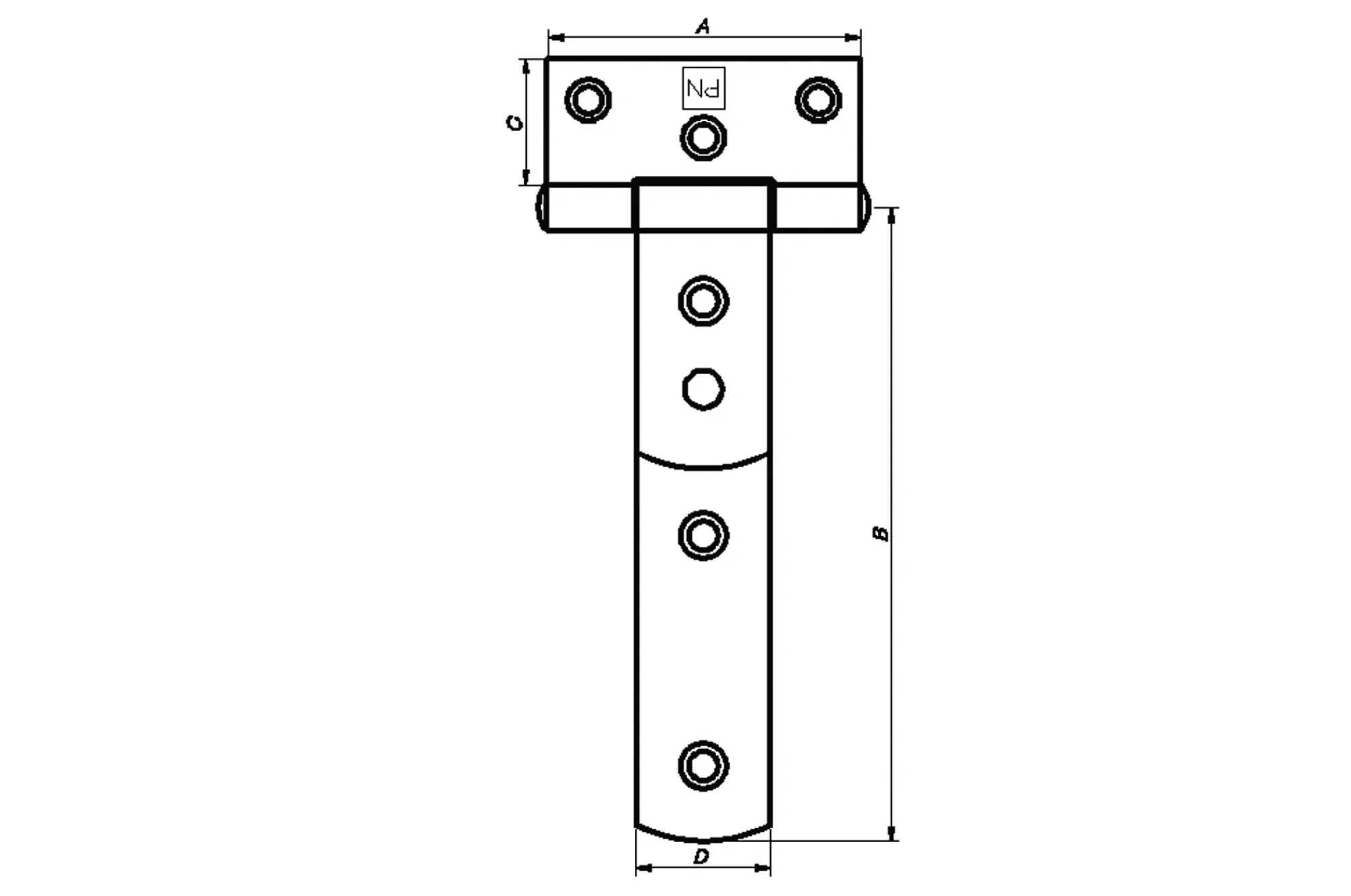 Hengsel T 1761 galv 155mm-Pn Beslag Clearance