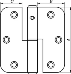 Hengsel 1146 venstre varmforzinket 85x35mm-Pn Beslag Outlet