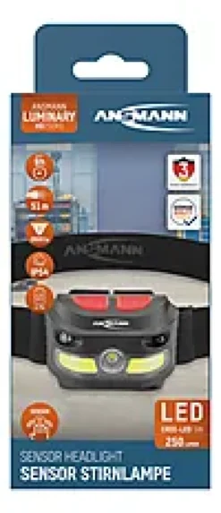 Hodelykt oppladbar med sensor 250lm-Ansmann Outlet