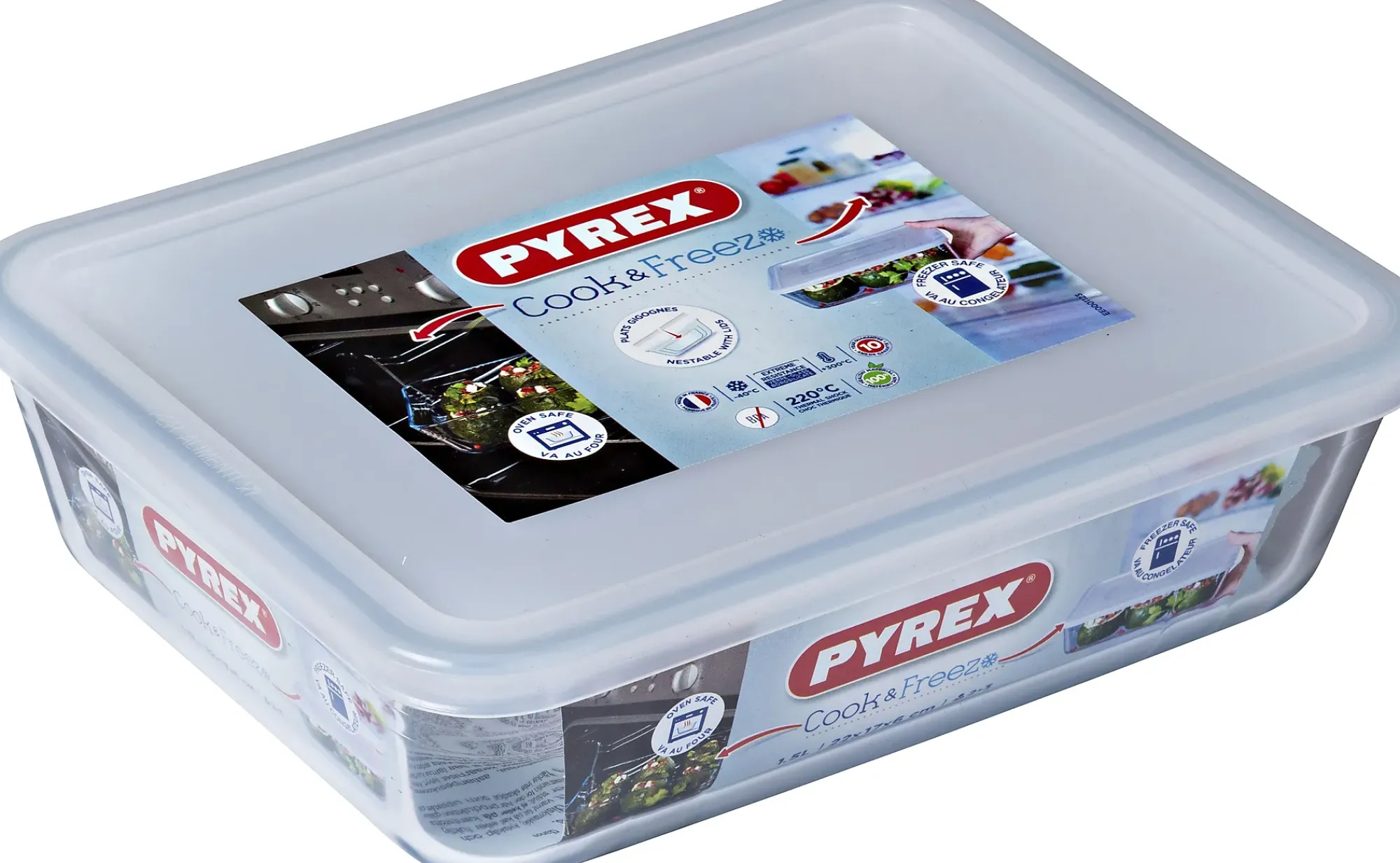 Ildfast Form med lokk Cook & Freez 1,5L-Pyrex