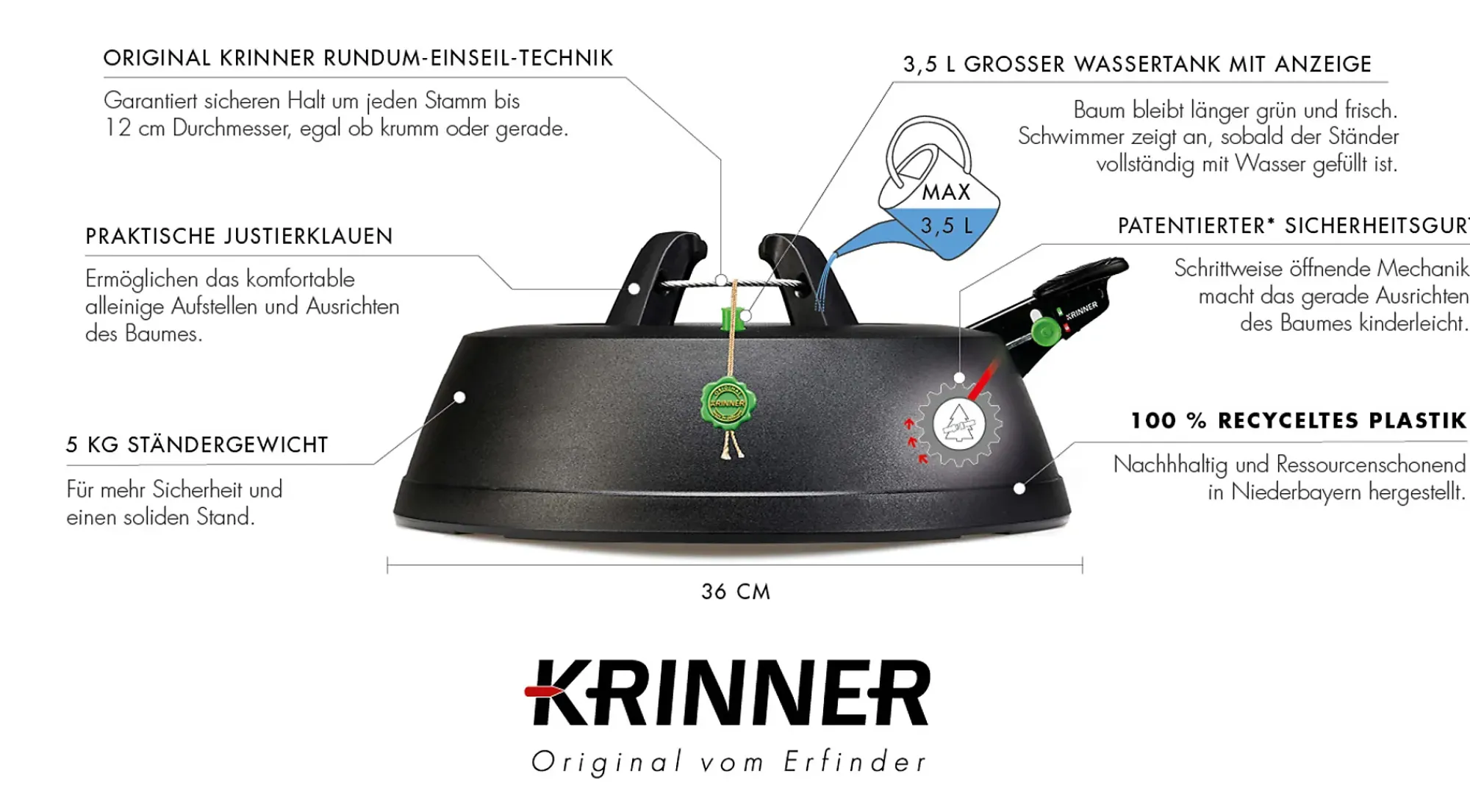 Juletrefot med fotpedal 36cm-Krinner Hot