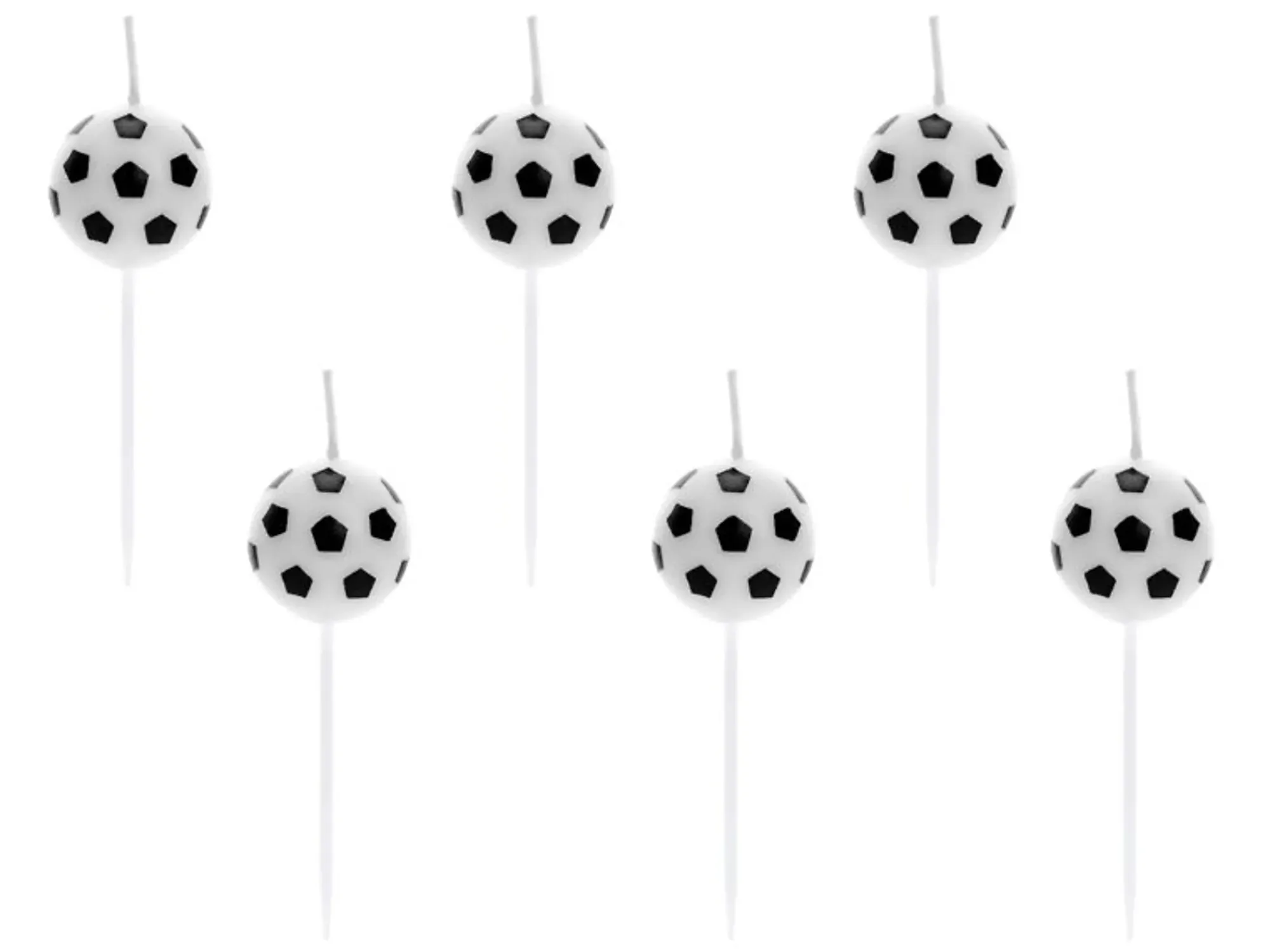 Kakelys Fotball På Stick 6stk-Partydeco New