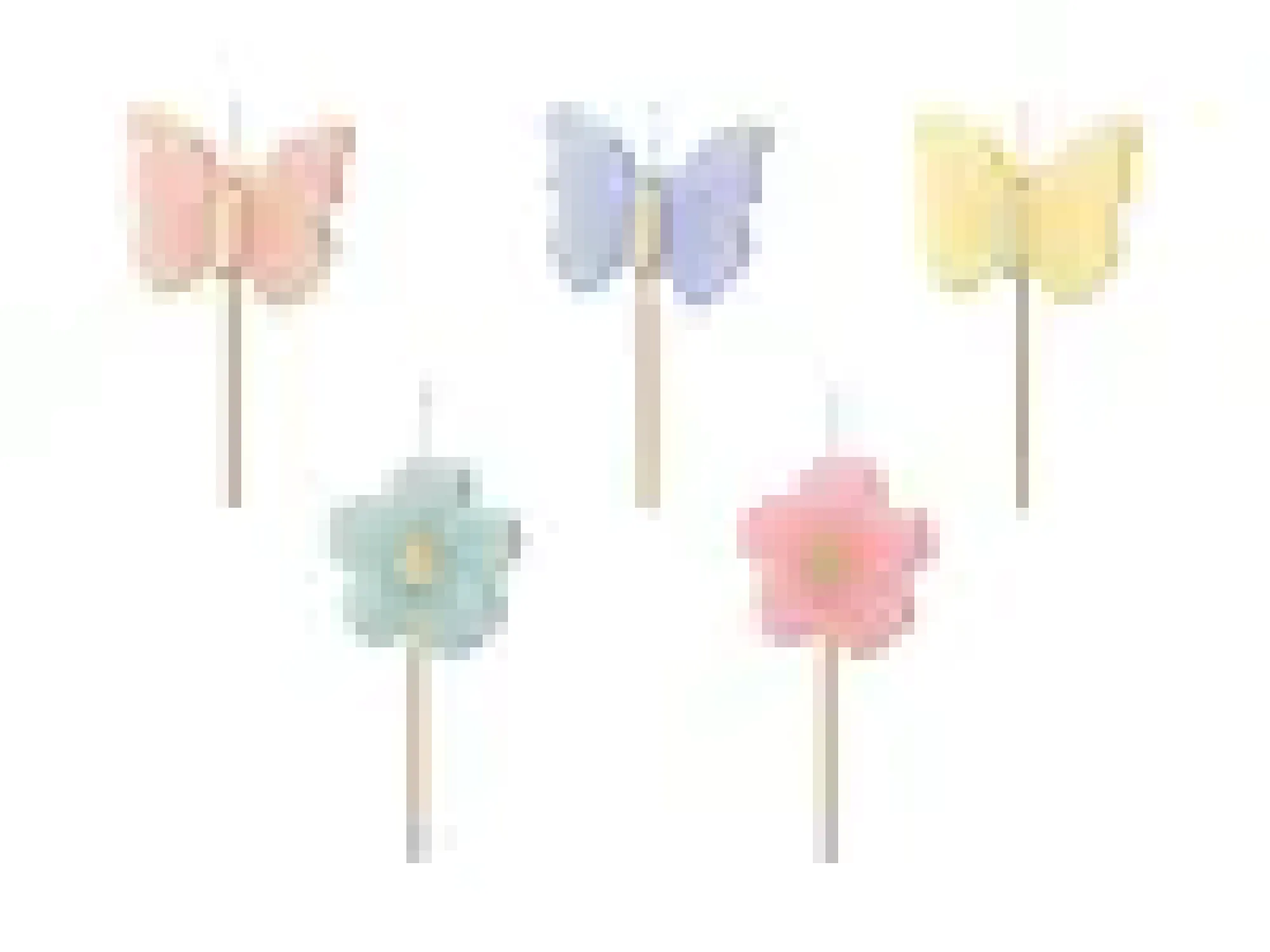 Kakelys sommerfugl/blomster på stick 3,5cm 5stk-Partydeco