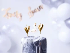 Kakelys Svane/Hjerte På Stick 6stk-Partydeco Best