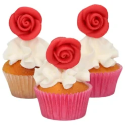 Kakepynt e Marsipanroser 2,5cm 6stk-Funcakes Discount