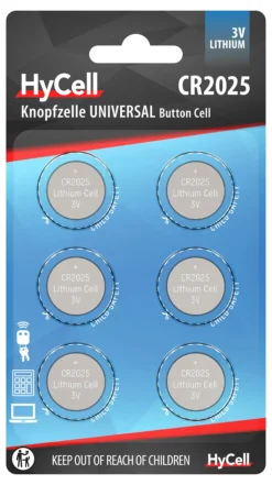 Knappcellebatteri CR2025 Lithium 6PK-Hycell Hot