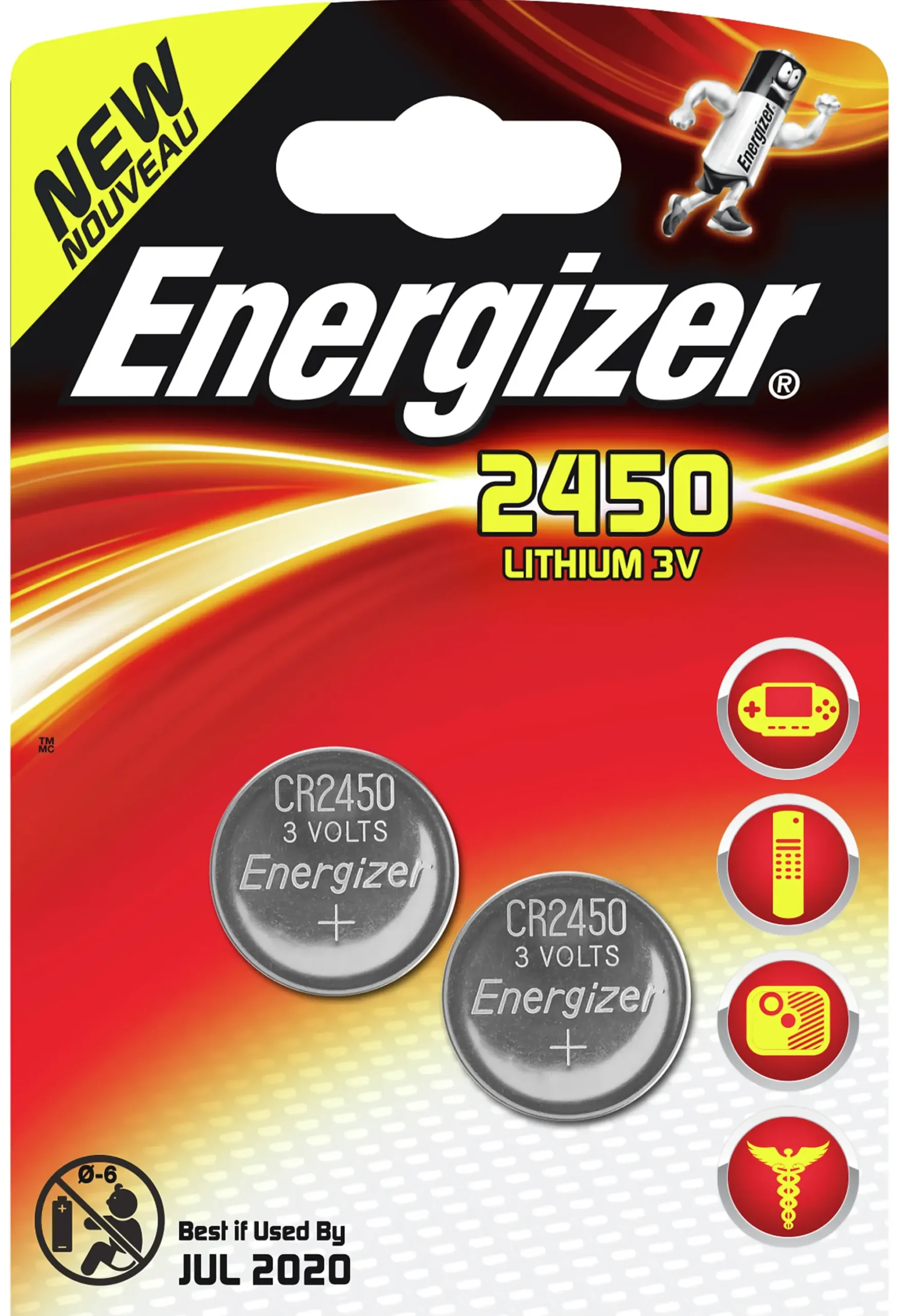 Knappcellebatteri CR2450 3V Lithium 2stk-Energizer Best