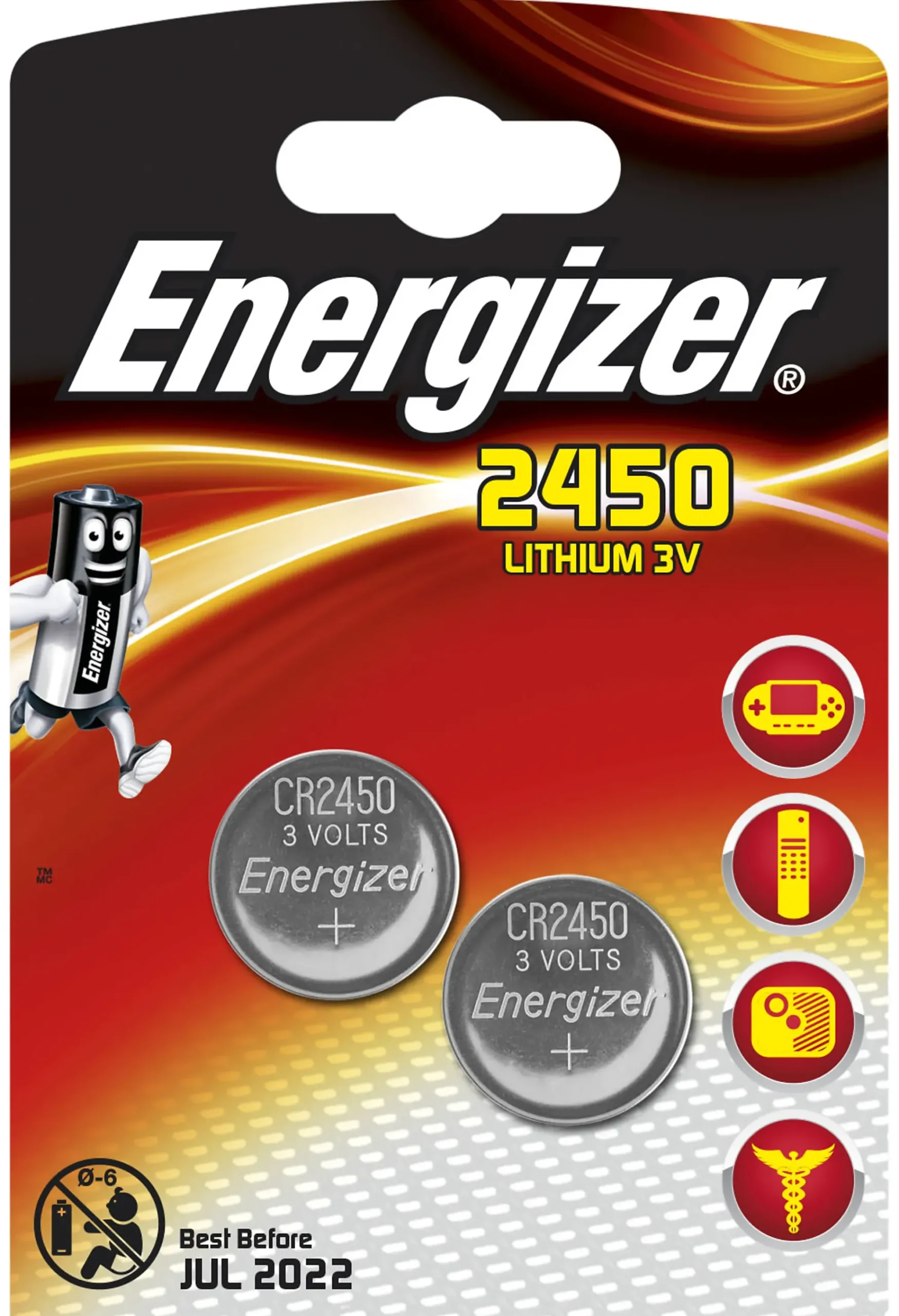 Knappcellebatteri CR2450 3V Lithium 2stk-Energizer Best