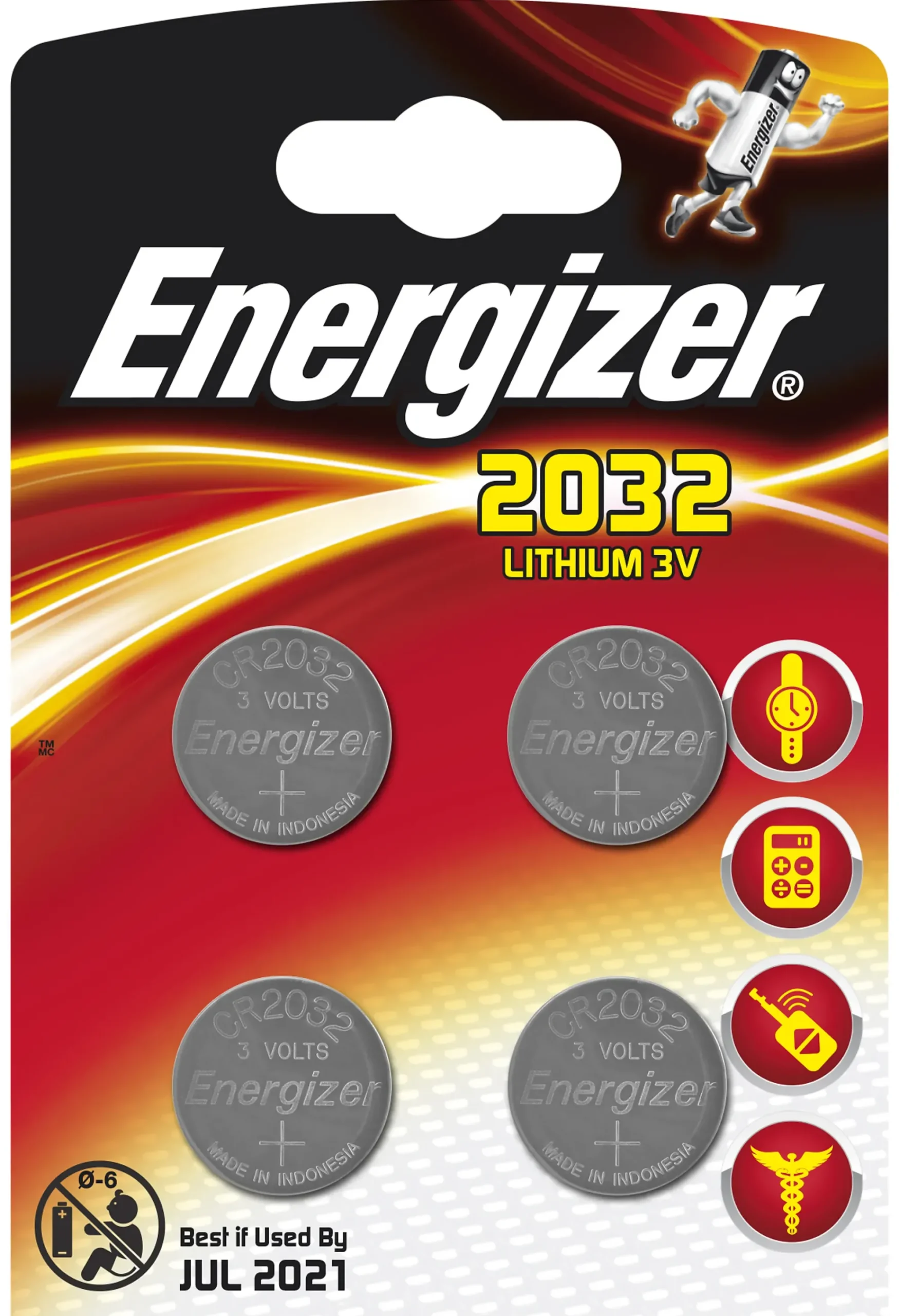 Knappcellebatteri CR2032 3V Lithium 4stk-Energizer Clearance