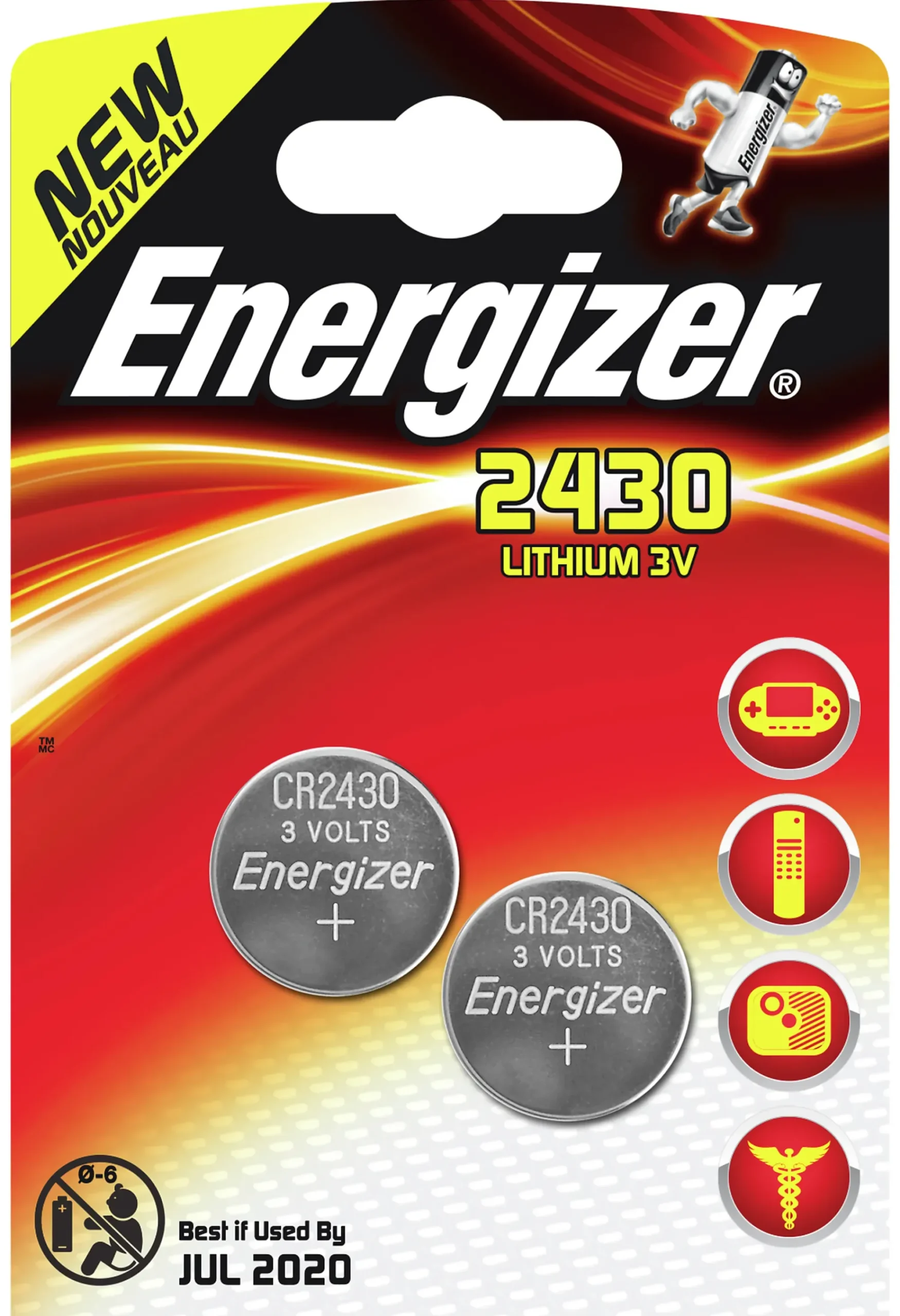 Knappcellebatteri CR2430 3V Lithium 2stk-Energizer