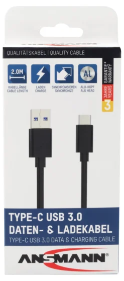 Ladekabel USB-A til USB-C 2m-Ansmann Sale