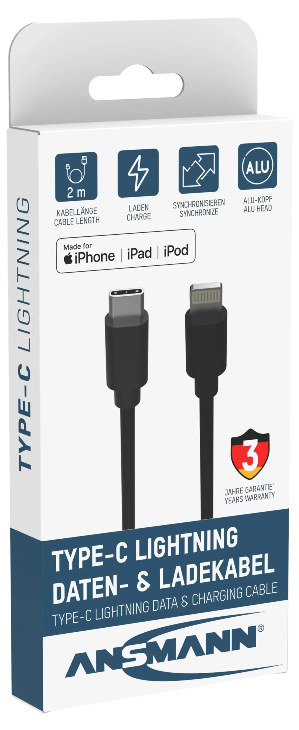 Ladekabel USB-C til lightning 2m-Ansmann Best