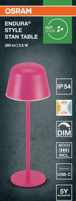Led Bordlampe Utendørs Magenta Oppladbar Usb-Osram Sale