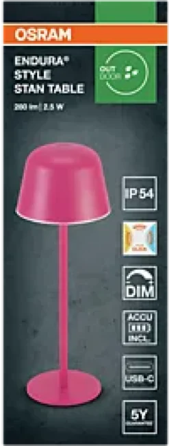 Led Bordlampe Utendørs Magenta Oppladbar Usb-Osram Sale